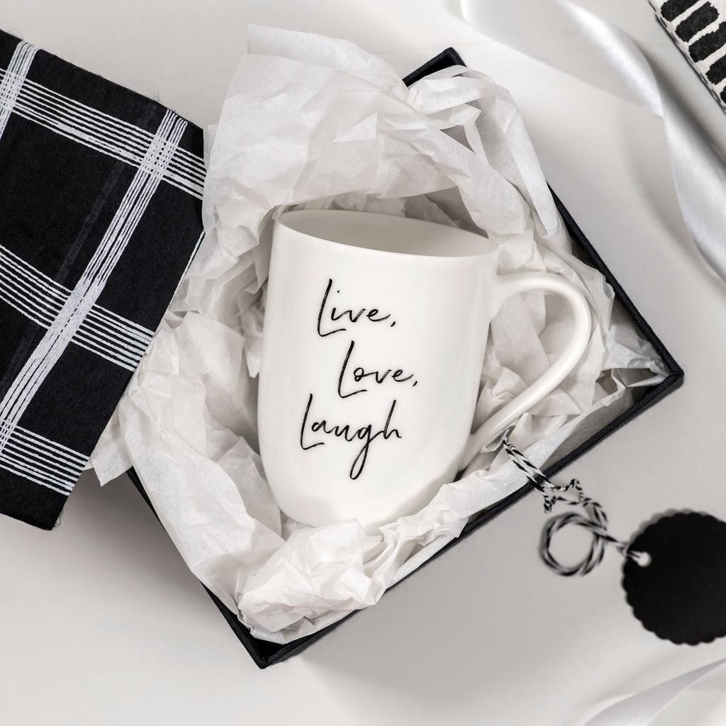Villeroy & Boch Becher Statement Becher mit Henkel 'Live Love Laugh', 1-tlg., Porzellan