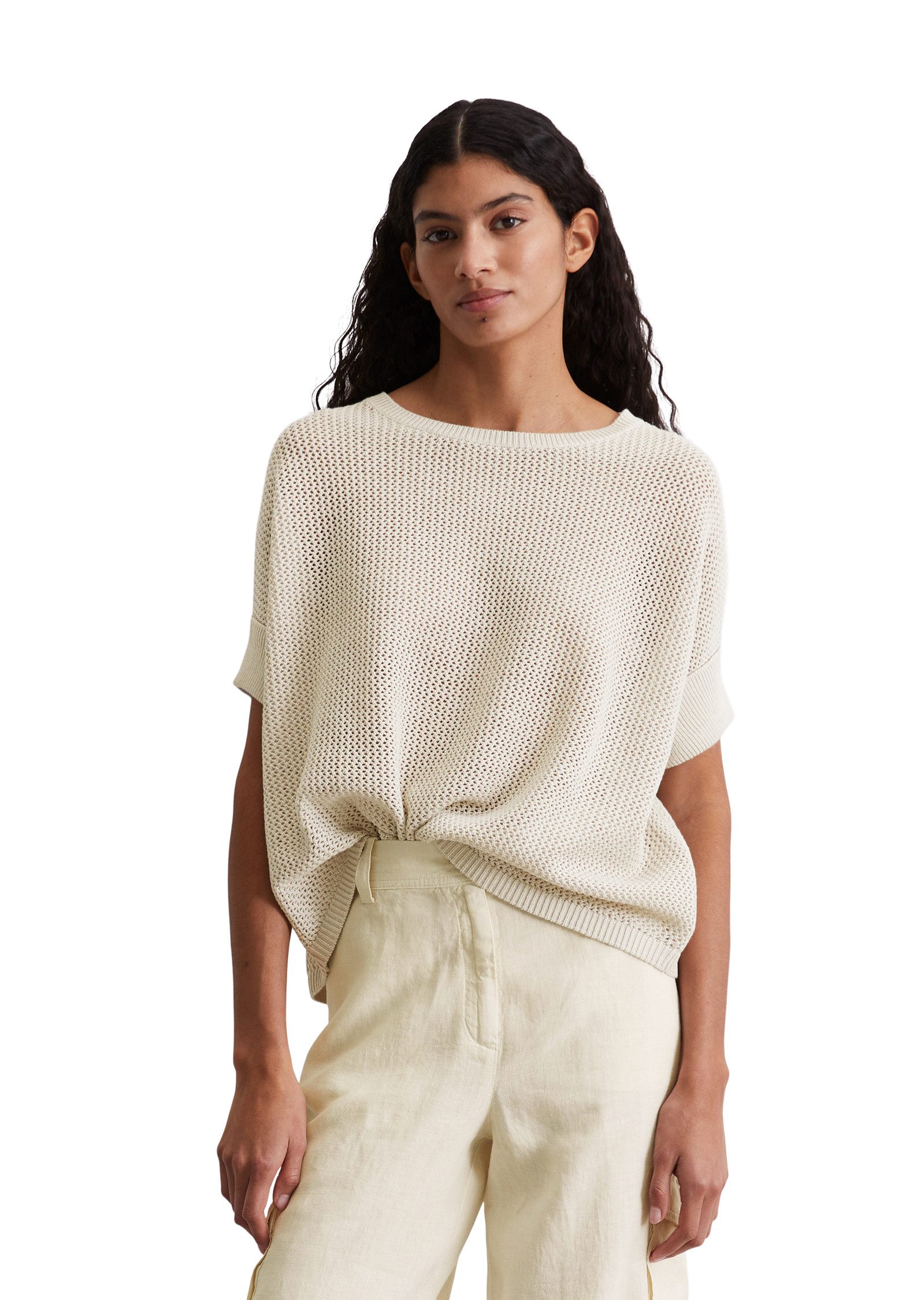 Marc O'Polo Kurzarmpullover mit lässiger Netzstruktur, günstig online kaufen