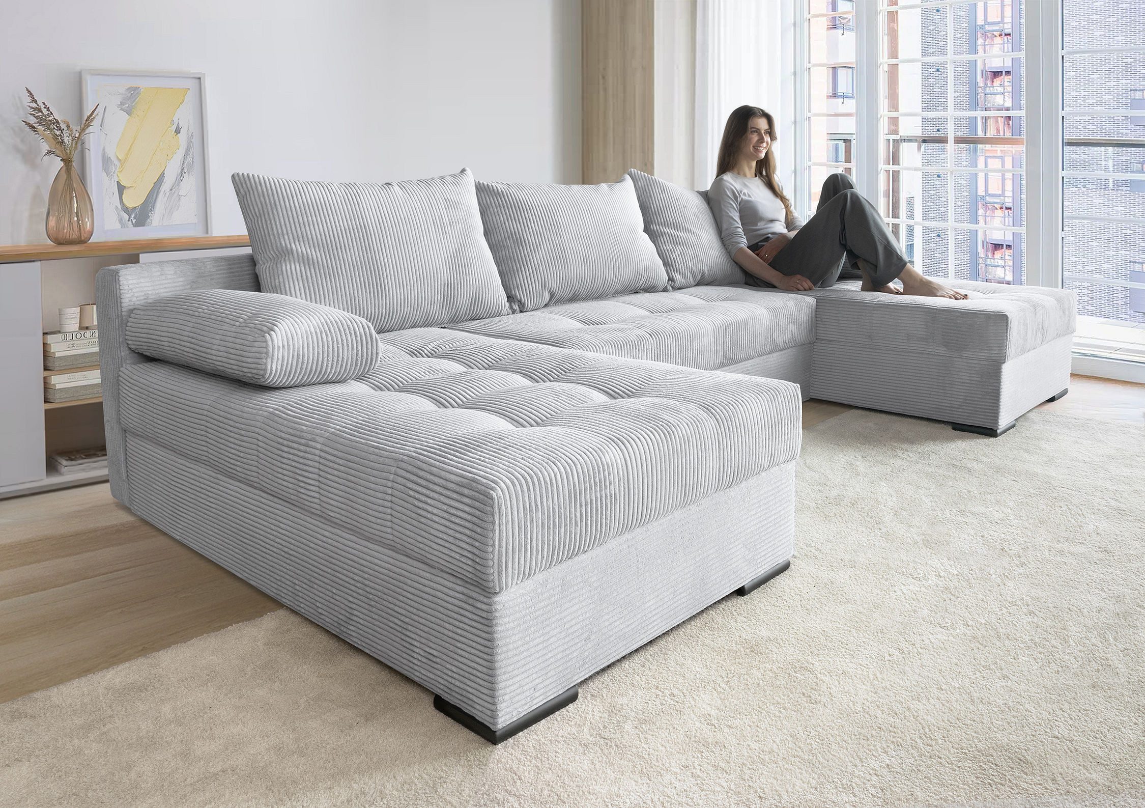 COLLECTION AB Wohnlandschaft Josy U-Form, B: 269 cm, Schlaffunktion & Bettkasten, Federkern