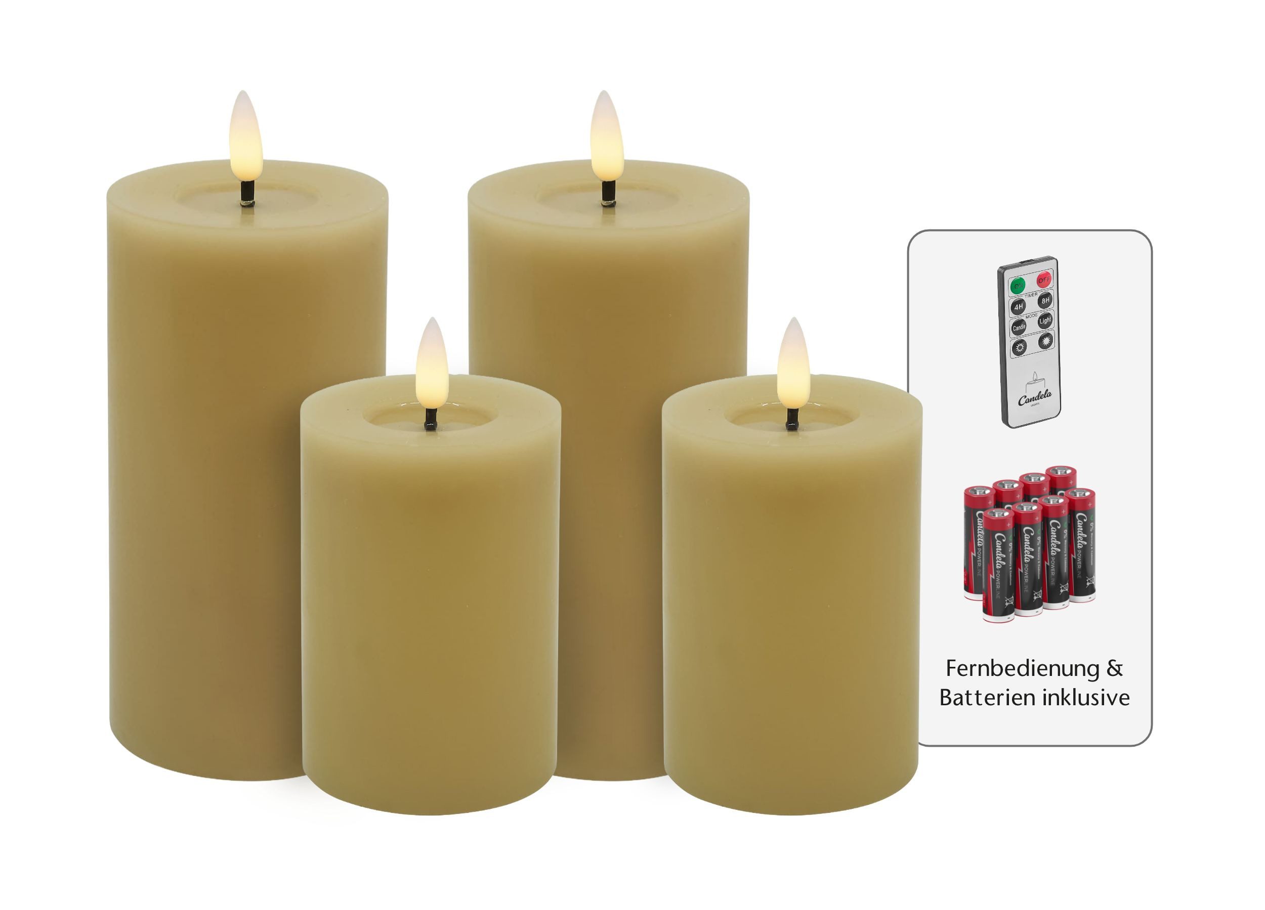 LC Home LED-Kerze (Spar-Set, 4-tlg., verschiedene Größen), Echtwachs, Dimmb günstig online kaufen