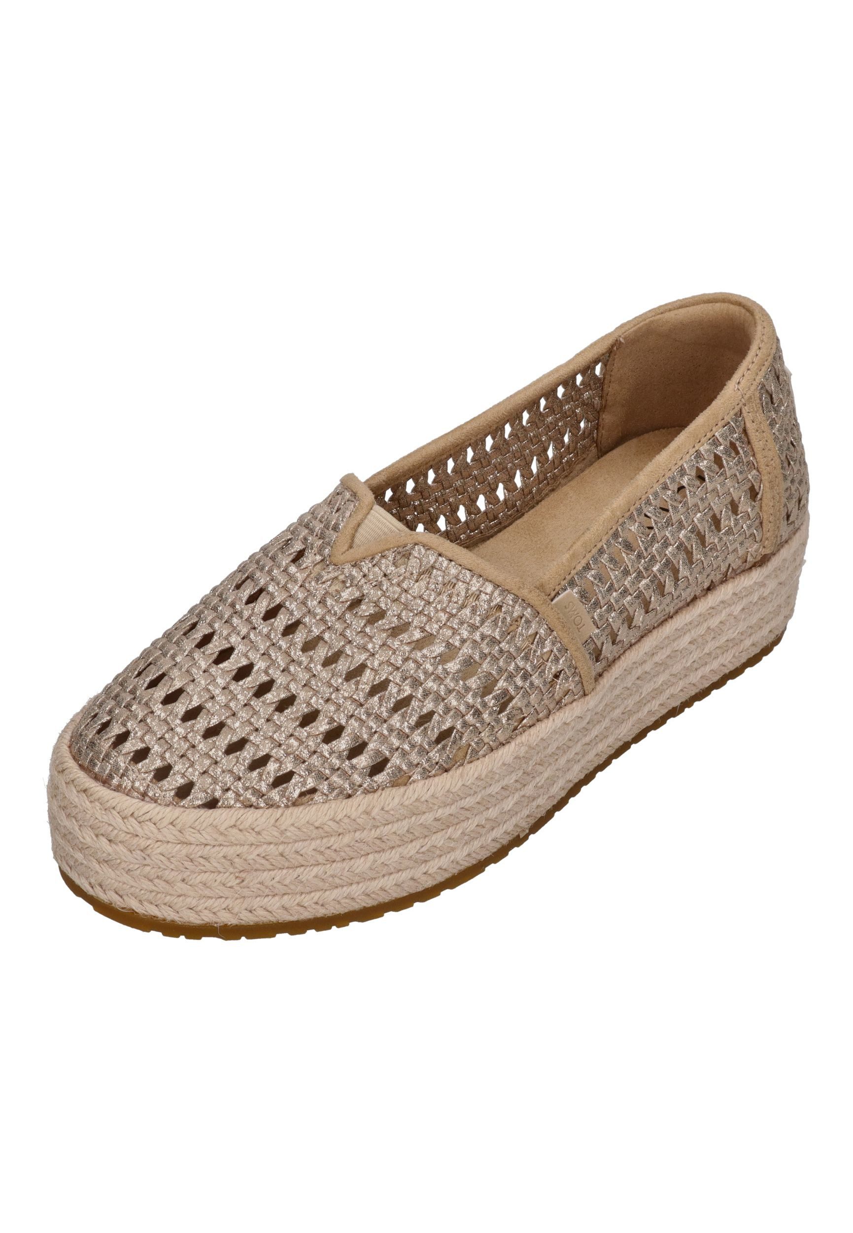 TOMS VALENCIA Espadrille Champagne Metallic Basket Weave