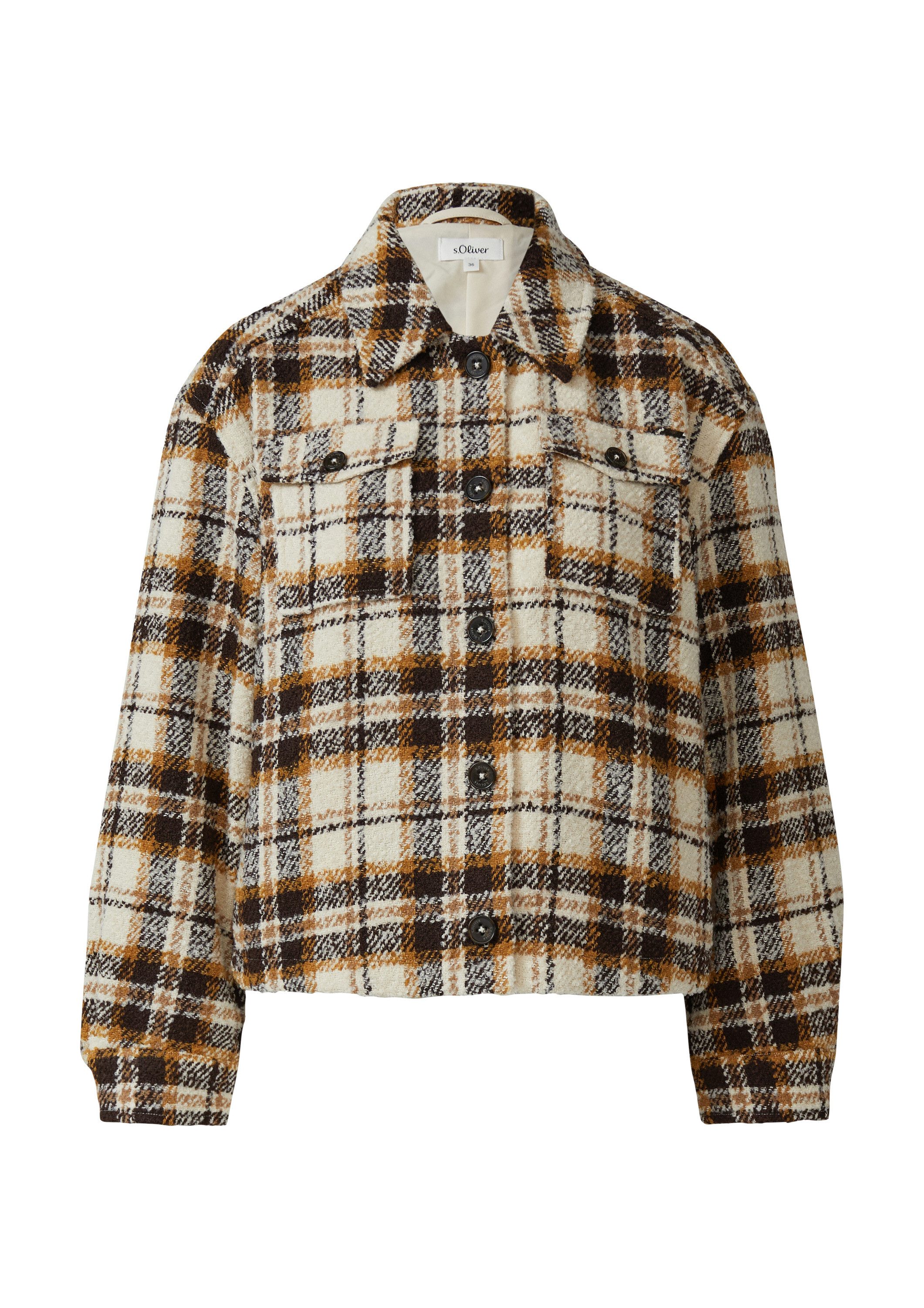 s.Oliver Funktionsjacke Indoor-Jacke Verkürzte Karo-Jacke aus Bouclé günstig online kaufen