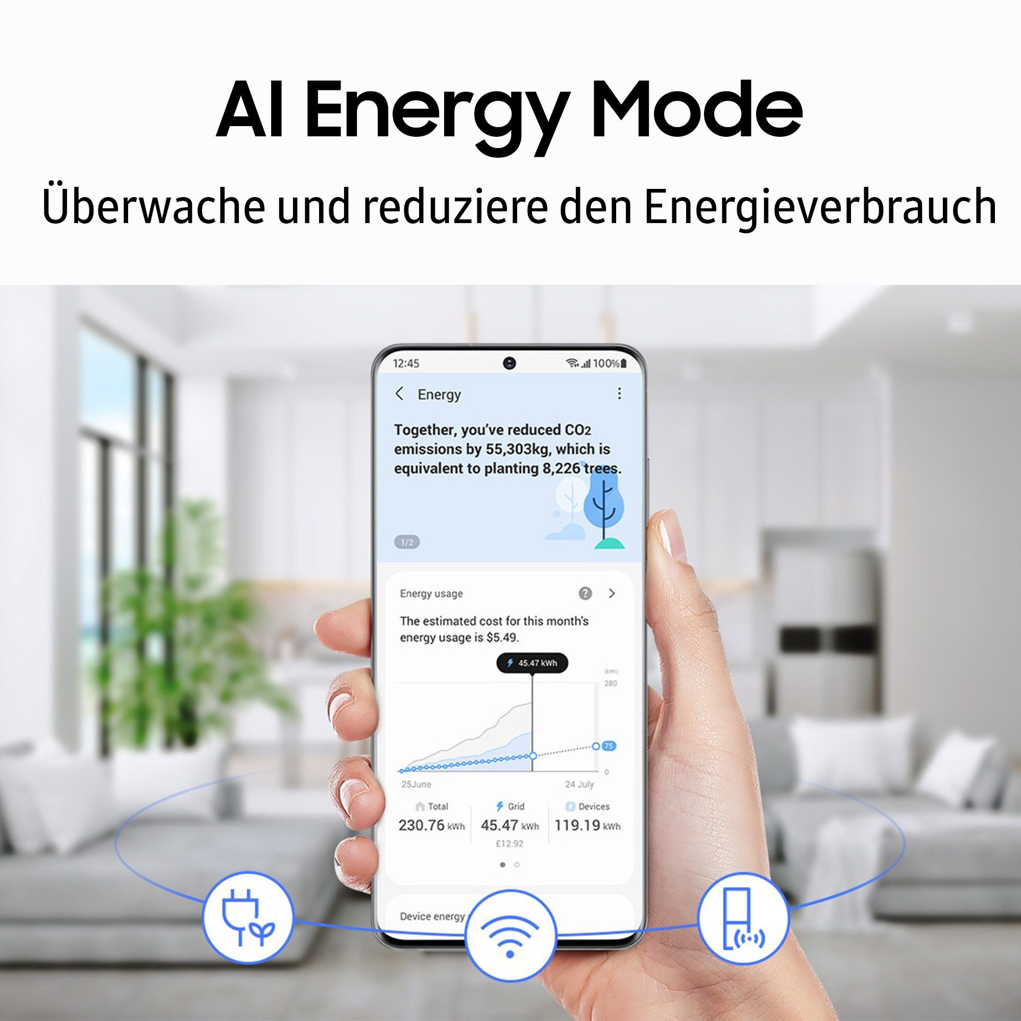 Samsung French Door RF5000 RF50C530ES9, 177,6 cm hoch, 81,7 cm breit, Auto Ice Maker per Festwasseranschluss – Bild 4 von 5