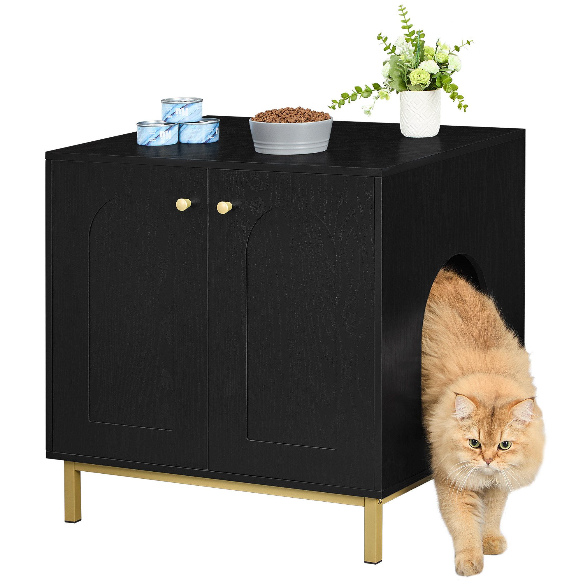 Katzentoilette Katzenschrank, Katzenklo Schrank, Katzenhaus mit Tür,60 x 50 x 61 cm