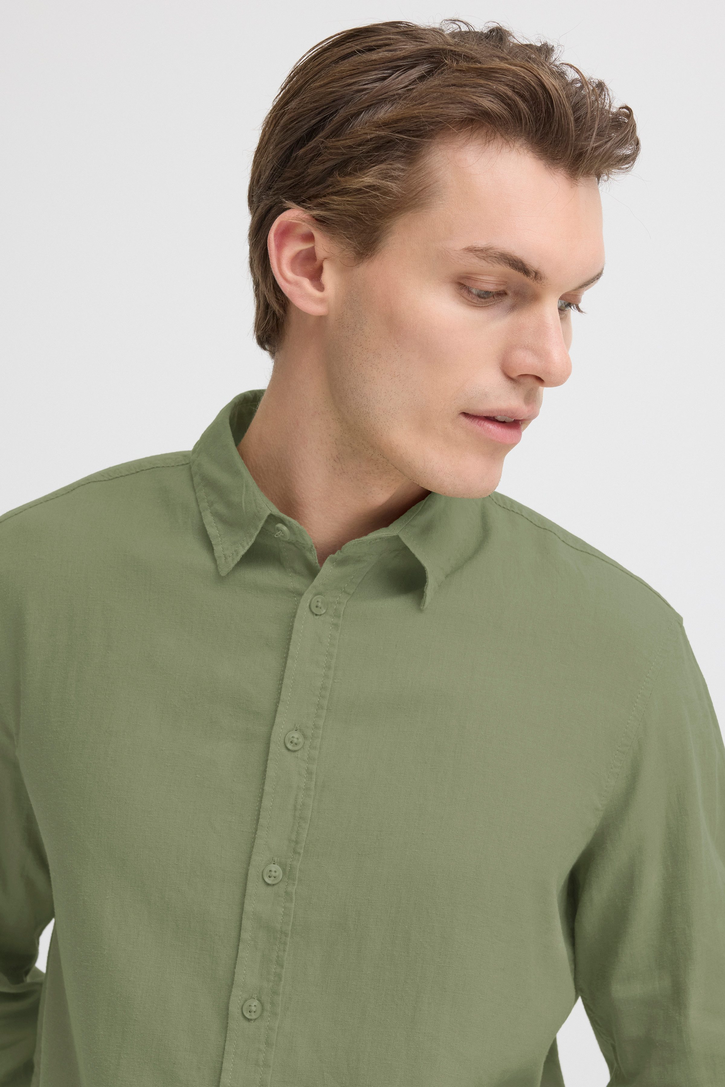 Blend Langarmhemd BHBOBBY LINEN L/S Materialmix aus Leinen und Viskose, Regular Fit, mit Hemdkragen