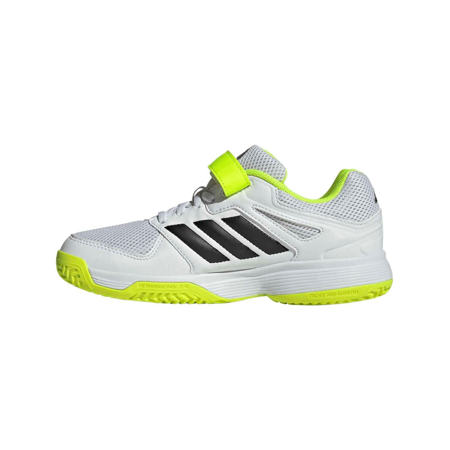 adidas Performance Hallen-Indoorschuhe Speedcourt Velcro weiss/lime Kinder Badmintonschuh – Bild 5 von 5