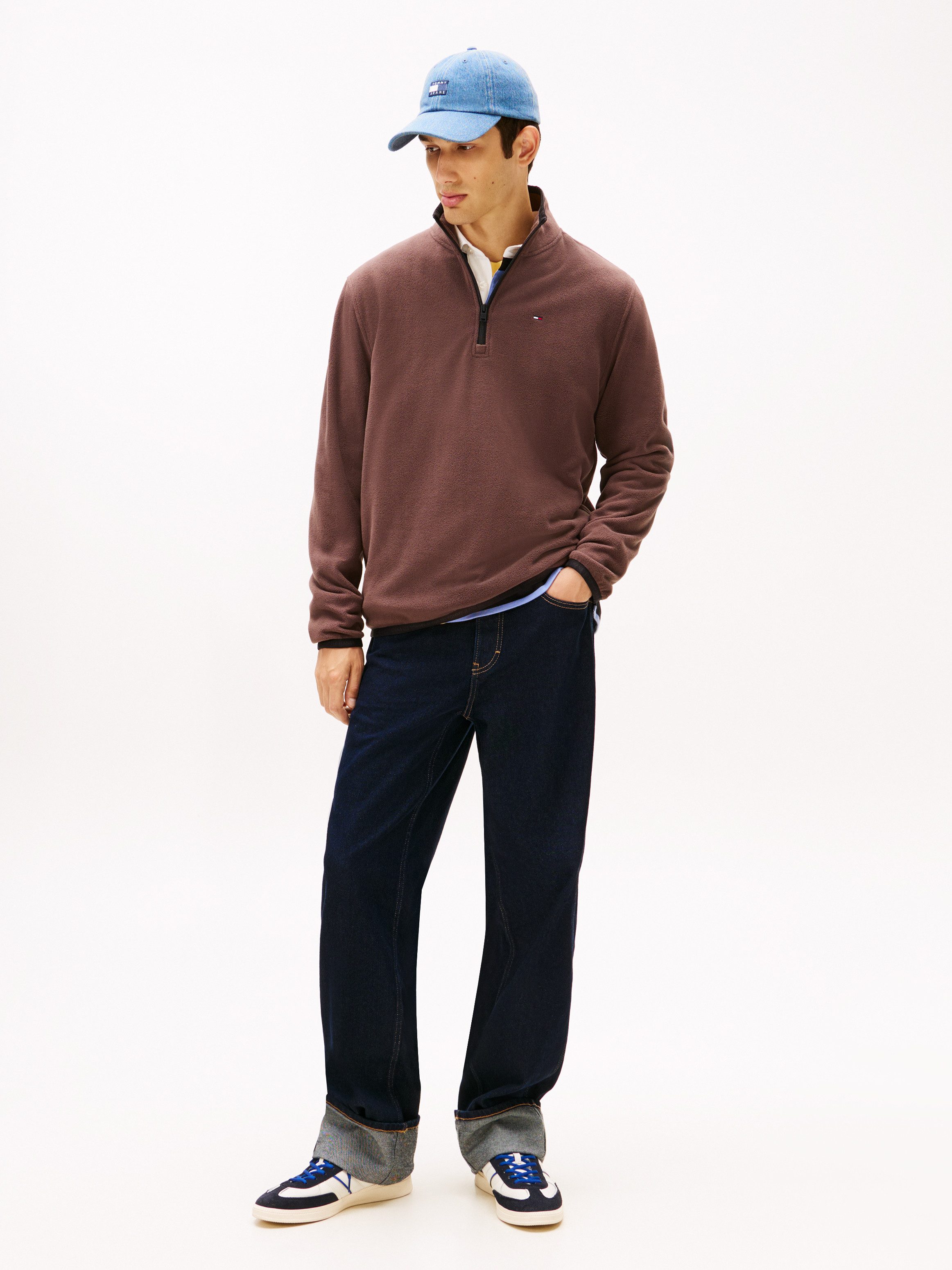 Tommy Jeans Fleecepullover TJM FLAG POLAR FLEECE normale Passform, Troyer