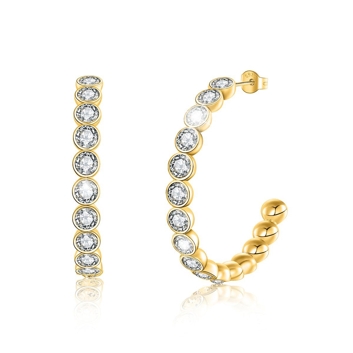 PAVELS Paar Ohrstecker Shiny Stars, Elegante, glitzernde Creolen für Damen