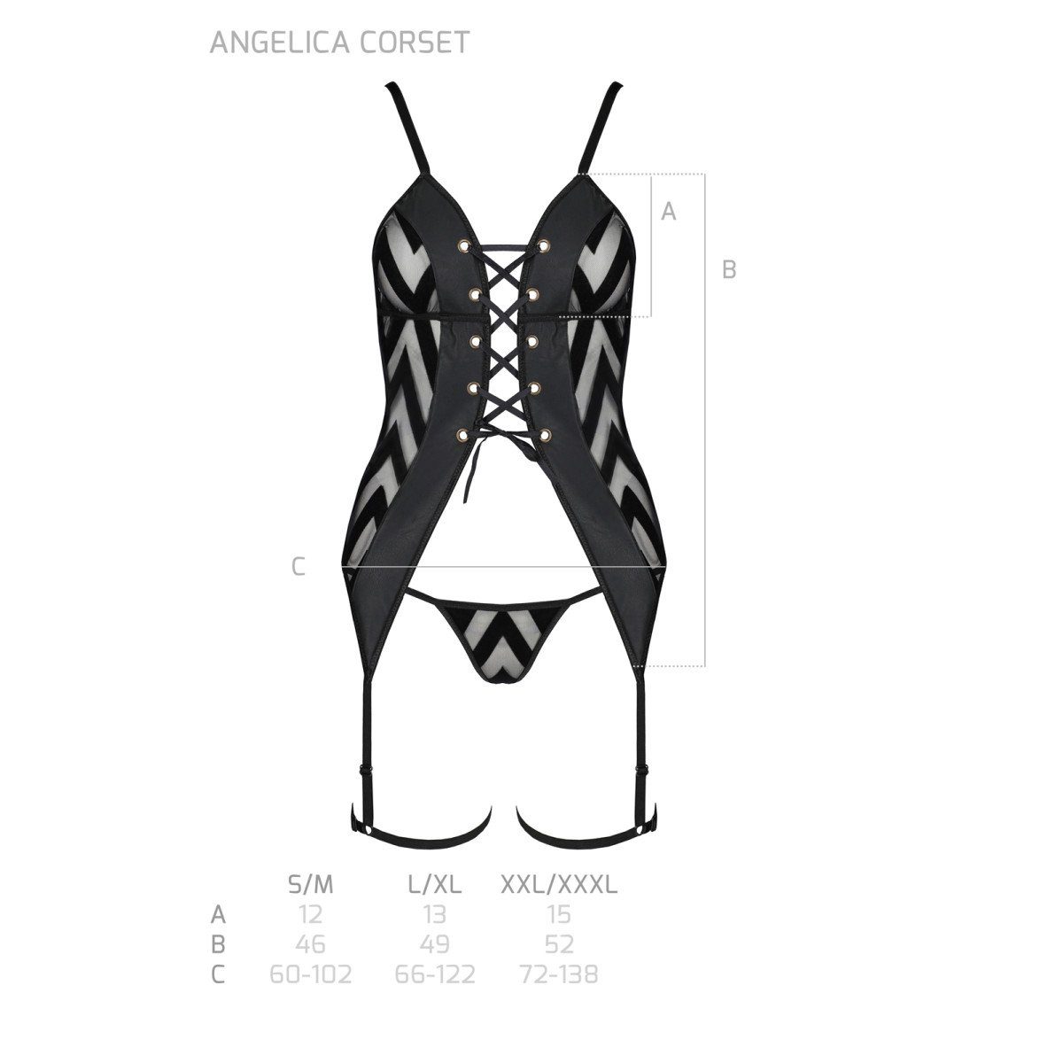 & (L/XL,S/M,XXL) corset black thong - Angelica Corsage PE Passion-Exklusiv