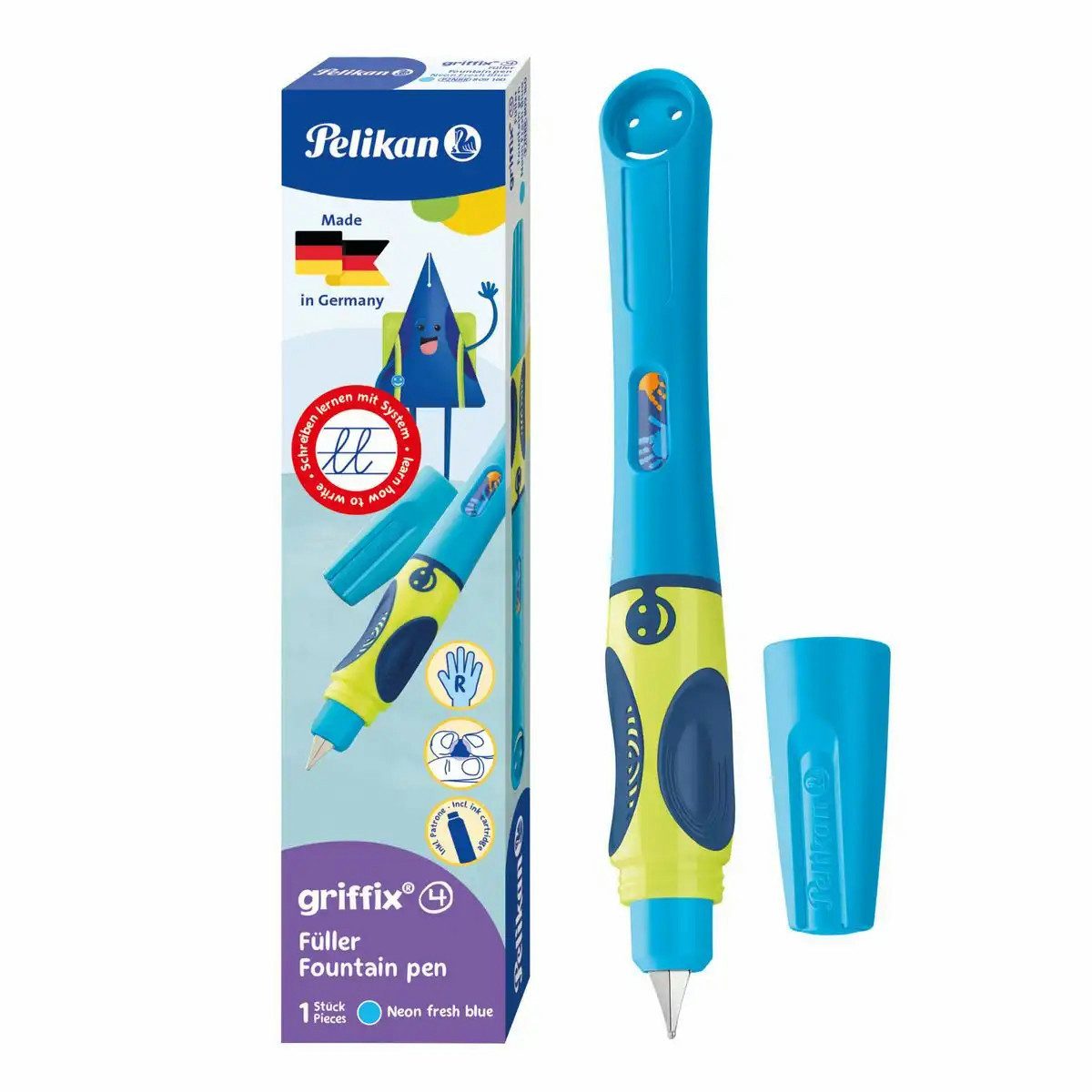 Pelikan Füller Pelikan griffix Füller RH neonblau für Rechtshänder