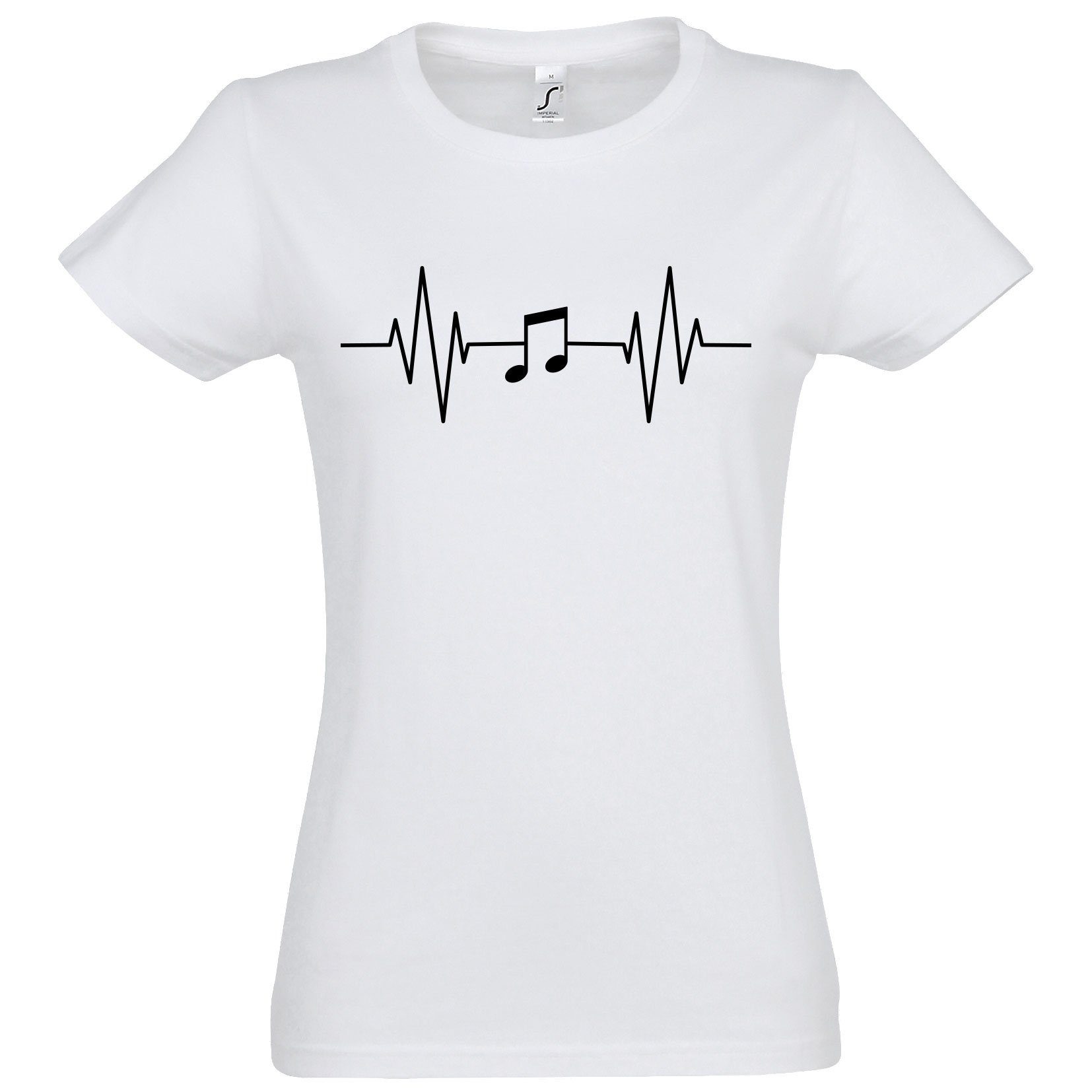 Youth Designz T-Shirt Heartbeat Musik Note Damen Shirt mit Music Frontprint