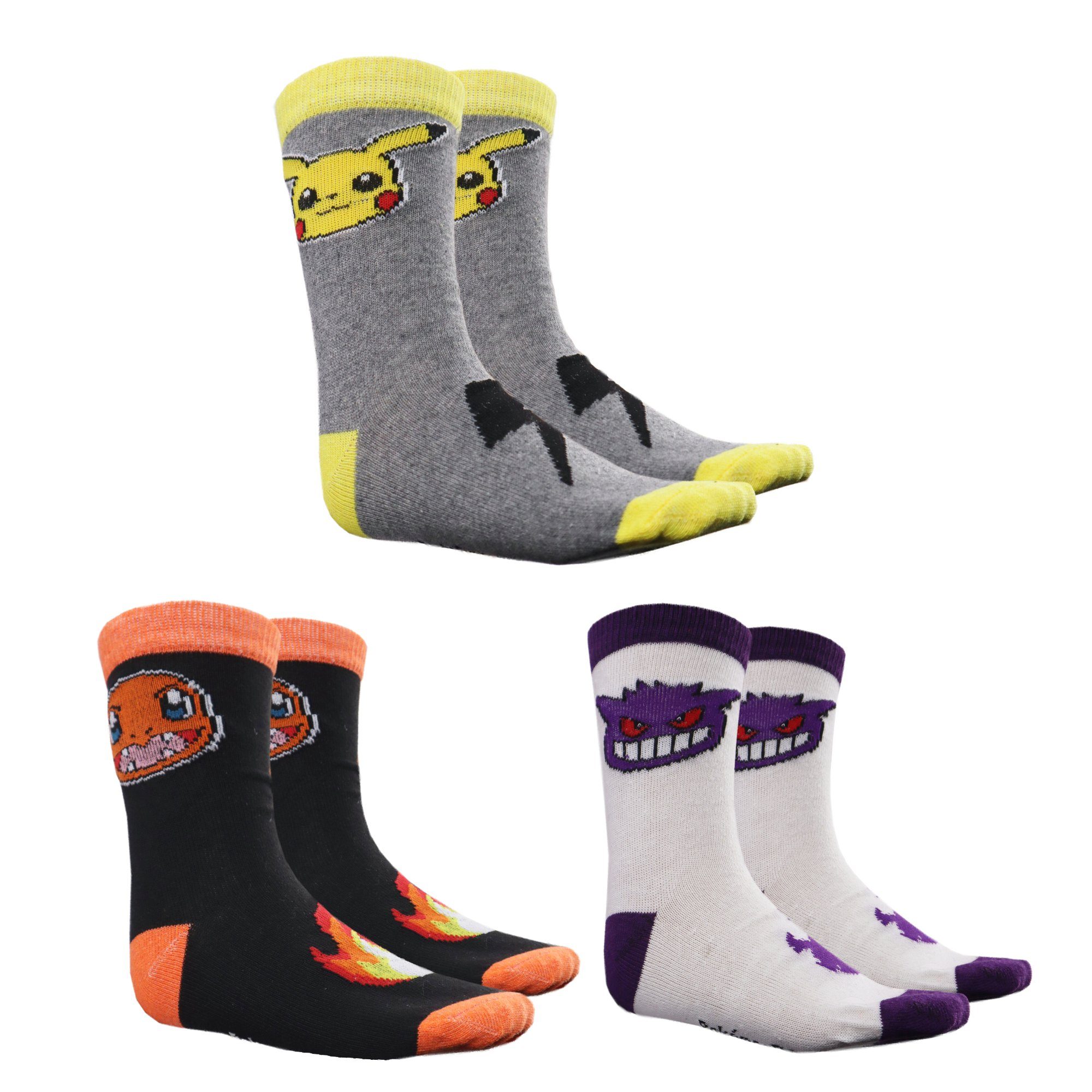 POKÉMON Langsocken POKÉMON Pikachu and Friend 3er-Pack Kinder Шкарпетки Gr. 23 bis 34