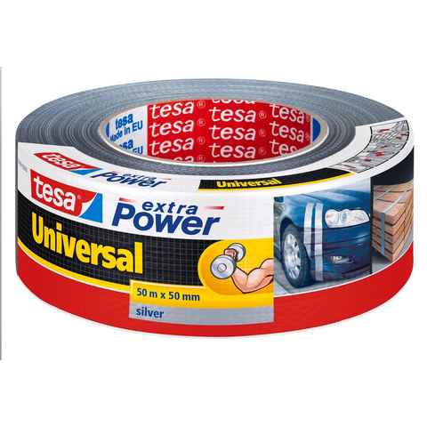 tesa Klebeband Extra Power UNIVERSAL wasserfestes Panzertape (Packung, 1-St) Gewebeband ideal zum Reparieren, Abdichten & Befestigen - grau