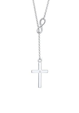 Elli Collierkettchen Y-Kette mit Kreuz und Infinity Symbol 925 Silber