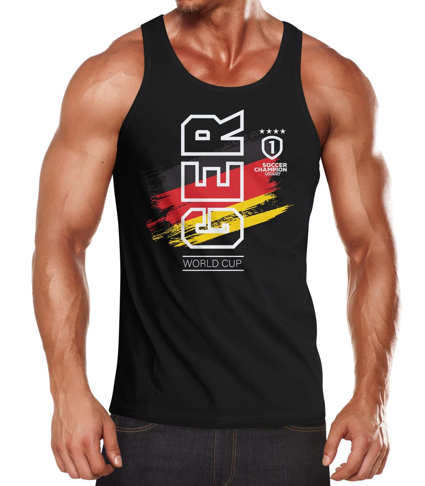 MoonWorks Tanktop Herren Deutschland Tanktop WM Fußball Weltmeisterschaft 2018 World Cup Fan-Shirt Germany Moonworks® mit Print