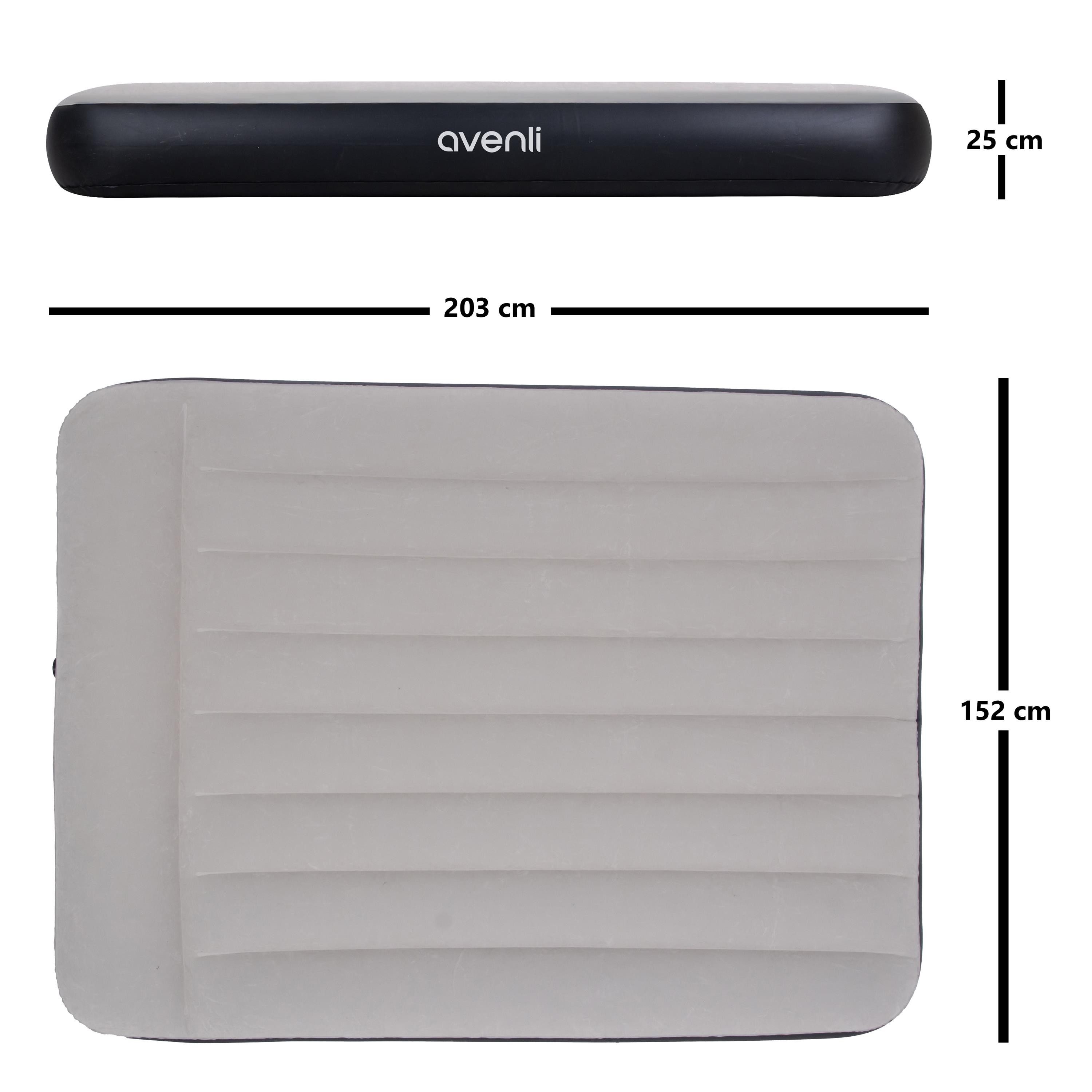 Avenli Luftmatratze Luftbett Camping für 2 Personen grau 203x152x25cm Queen-Size, (aufblasbar Ideal als Reisebett oder Isomatte, 1-St., für Indoor und Outdoor mit beflockter Oberfläche), Campingmatratze ohne Pumpe