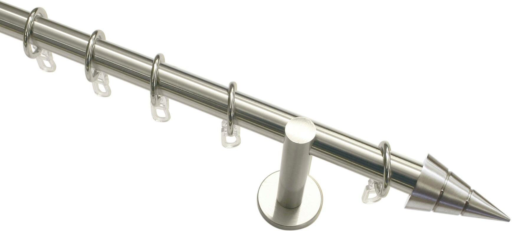 GARDINIA Gardinenstange Set Metall, Ø 20 mm, 1-läufig, Fixmaß, mit Bohren, verschraubt, Metall, 1-Lauf