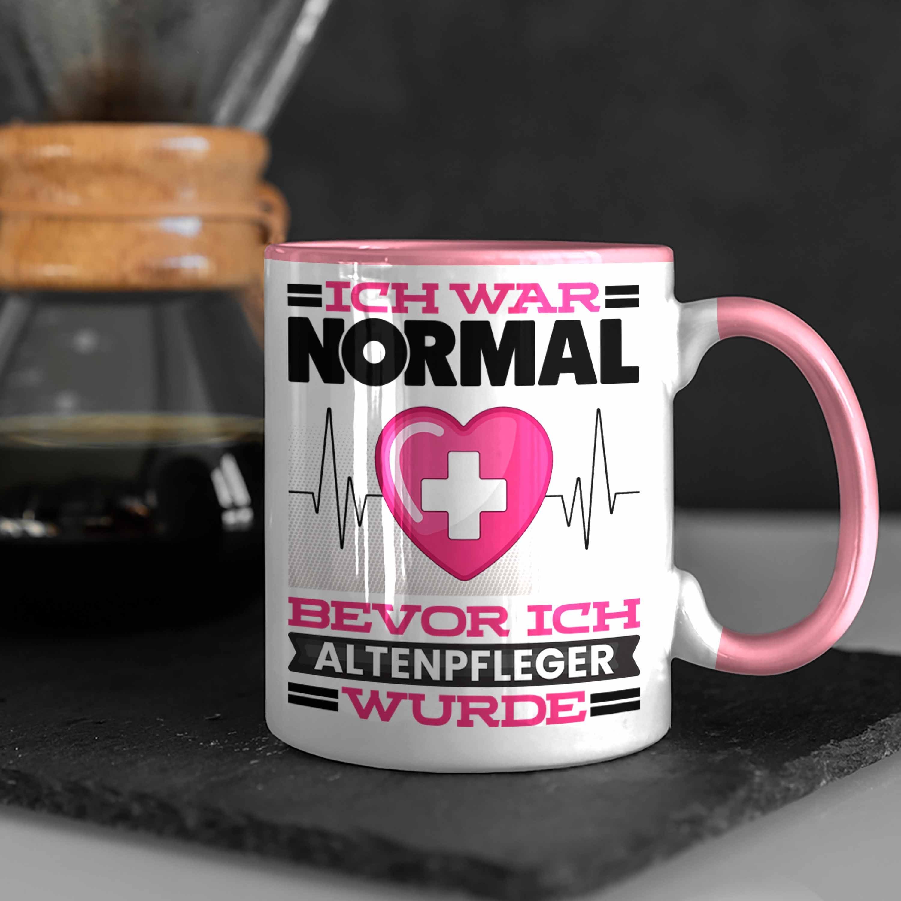 Trendation Tasse Altenpflege Normal Ich Spruch Rosa Bev für Tasse Altenpfleger War Geschenk