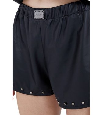 JEREMY MEEKS Stoffhose JEREMY MEEKS DamenHot Pants Iole Kunst-Leder Shorts Schwarz