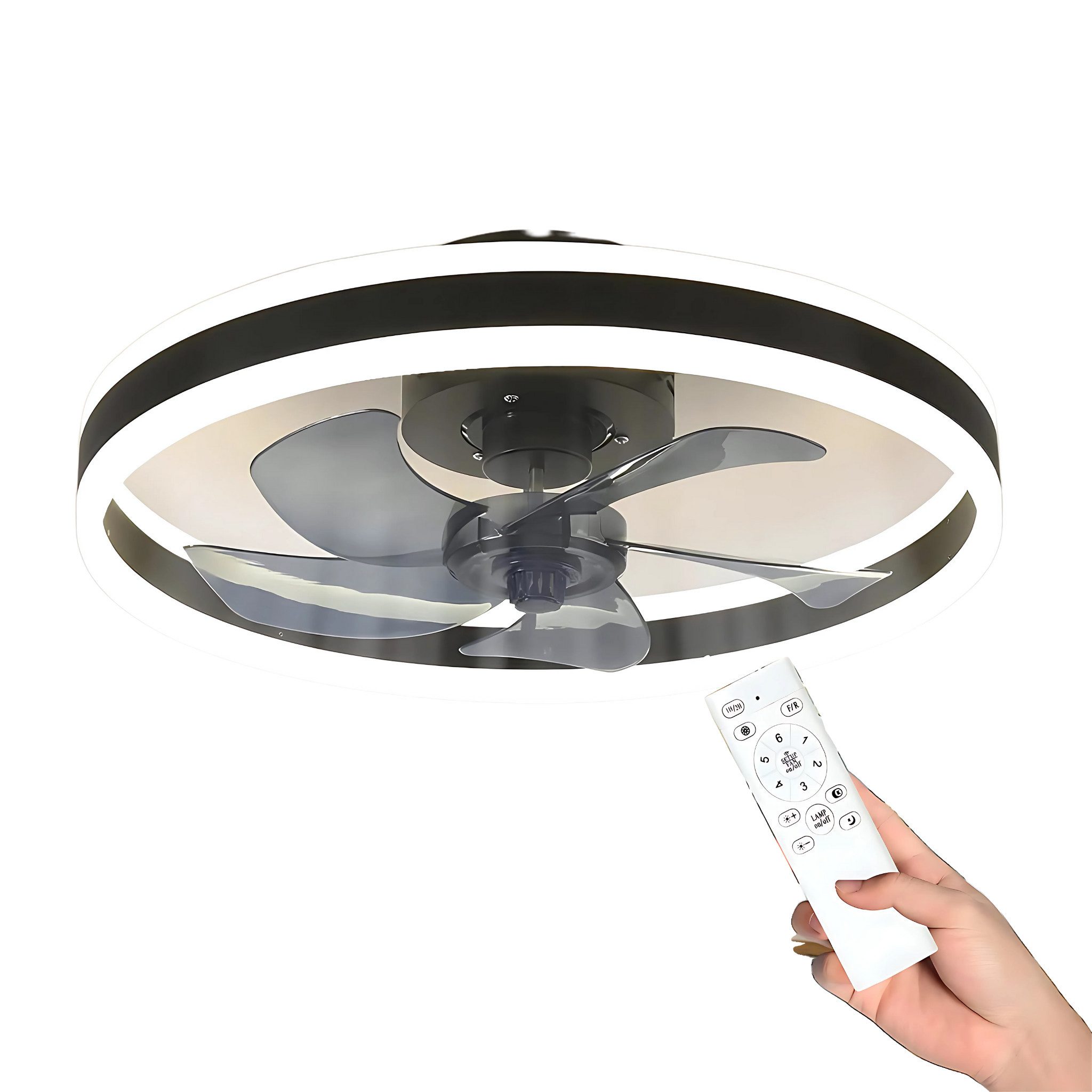 HS.SUPPLY Deckenventilator mit LED-Beleuchtung und Fernbedienung, günstig online kaufen