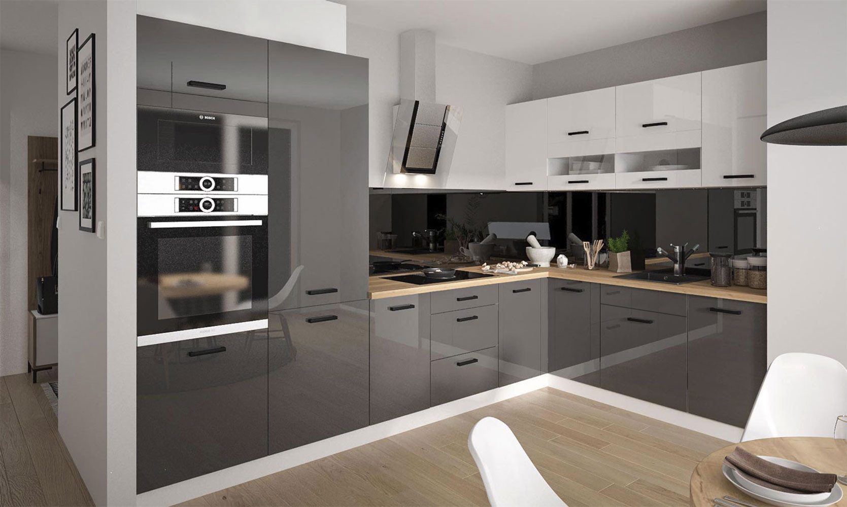 Feldmann-Wohnen Winkelküche Essen Trend, (Hängeschränke, Unterschränke, Bac günstig online kaufen