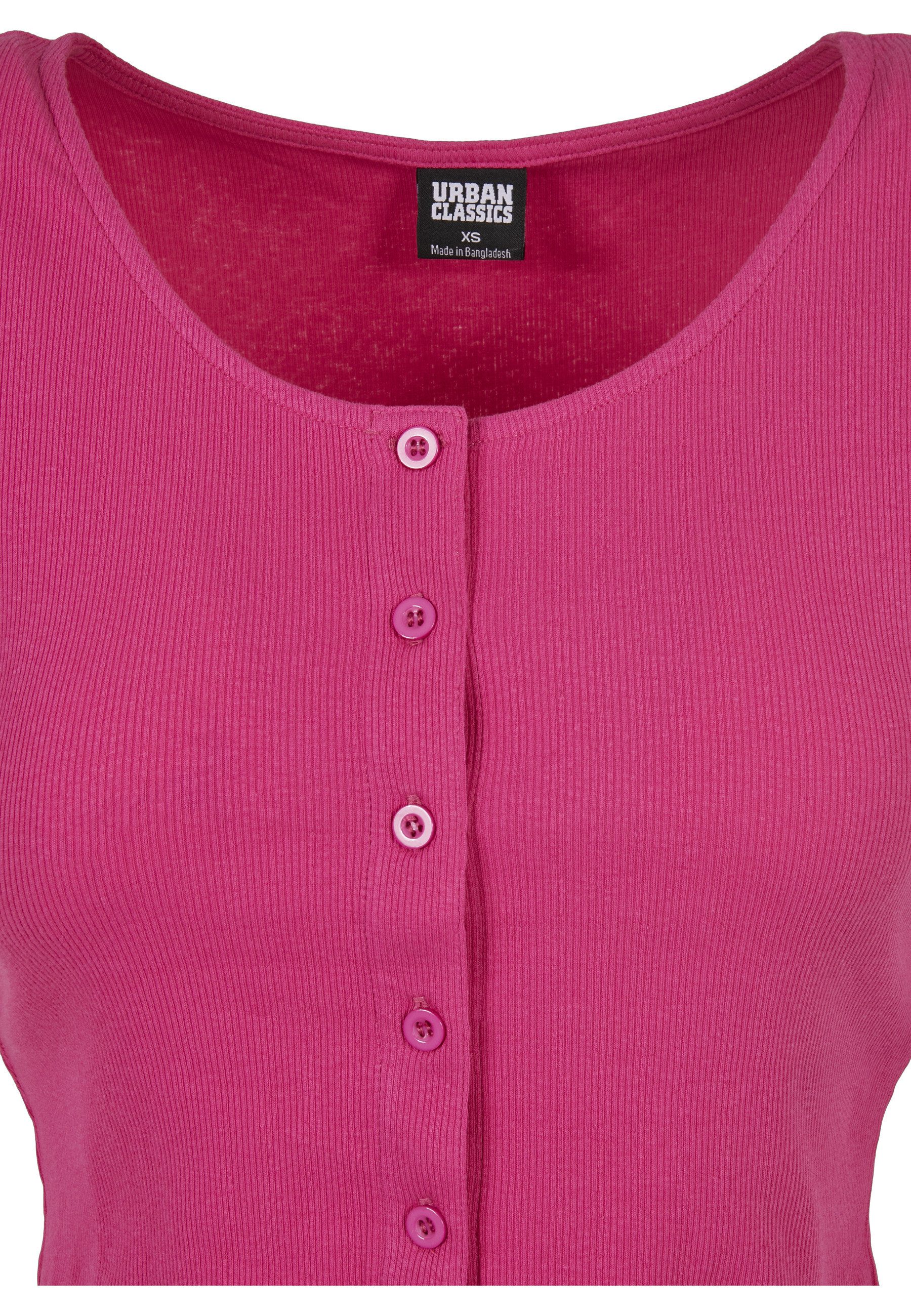 URBAN CLASSICS Kurzarmshirt Urban Classics Damen Ladies Cropped Button Up Rib Tee (1-tlg)