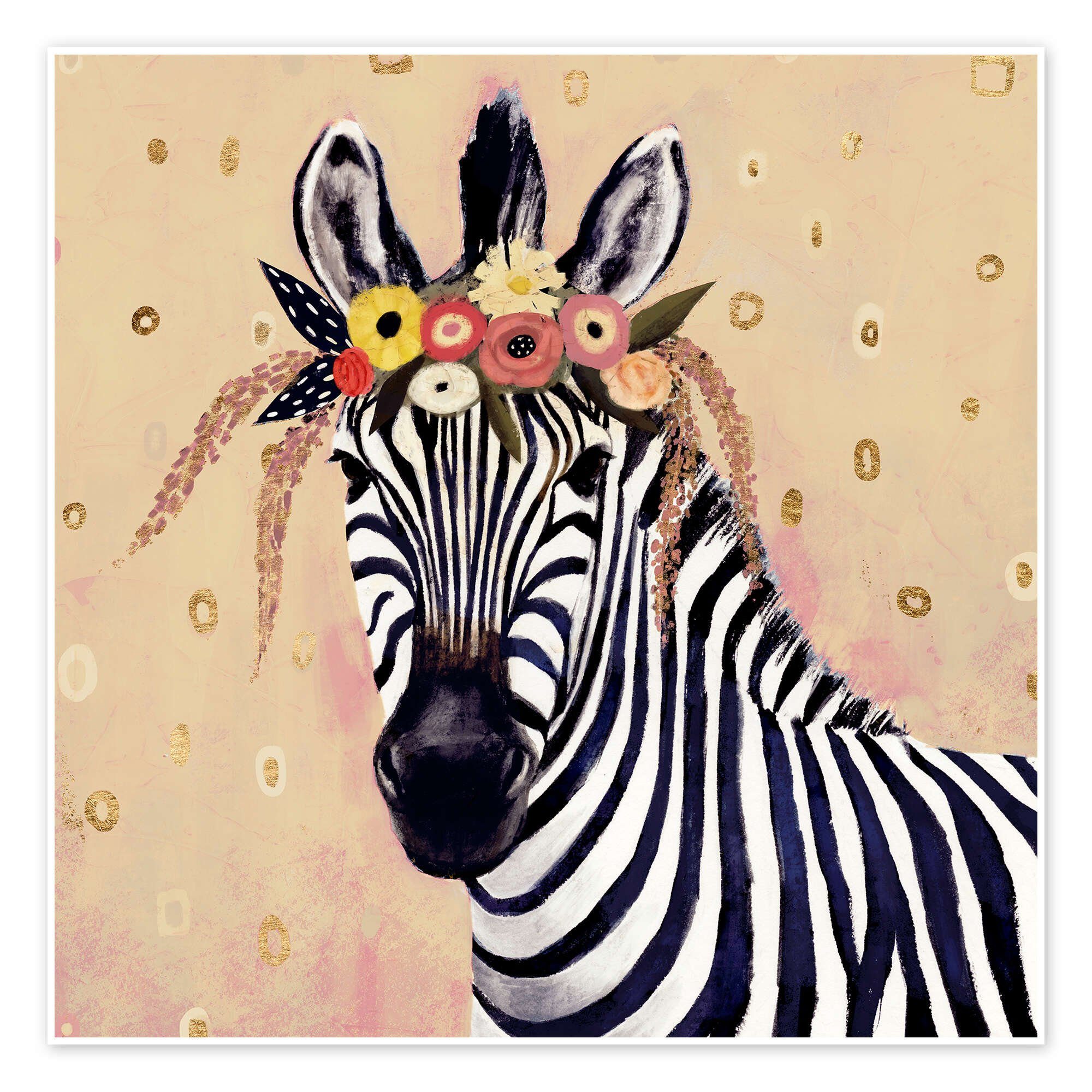 Posterlounge Wandbild Klimt Zebra, Victoria Borges, erhältlich als Poster, Leinwandbild, Wandsticker oder Acrylglasbild