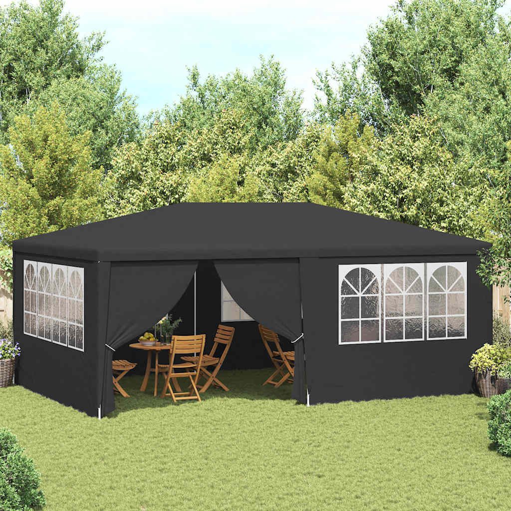 furnicato Partyzelt 4 x 6 x 2,7 m Anthrazit mit Seitenwänden und Stahlrahmen, UV-beständiges Gartenpavillon mit Fenstern und Reißverschluss-Tür