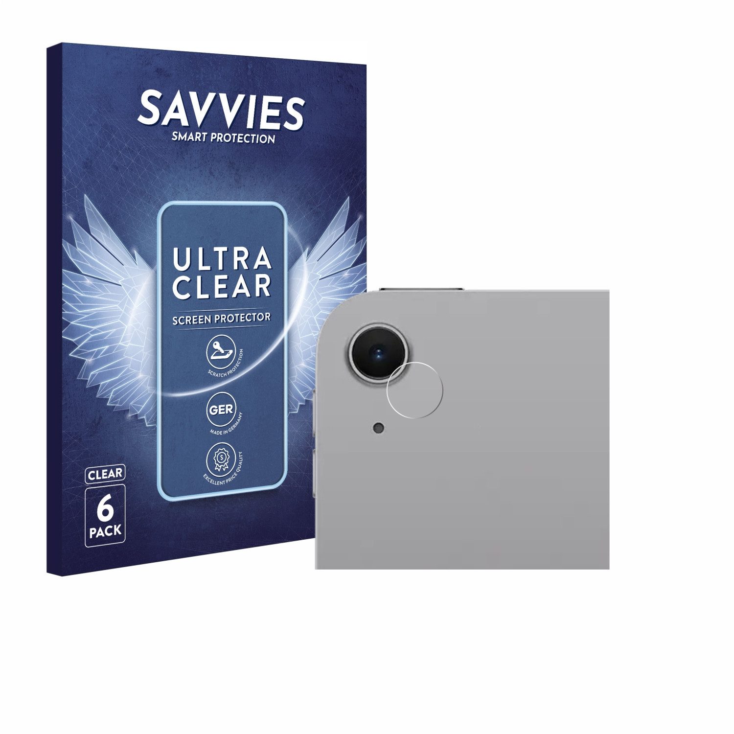 Savvies Displayschutzfolie Schutzfolie für Apple iPad Air 11" M3 WiFi 2025 (NUR Kameraschutz), 6 Stück, Displayschutz Schutz Folie Klar Transparent