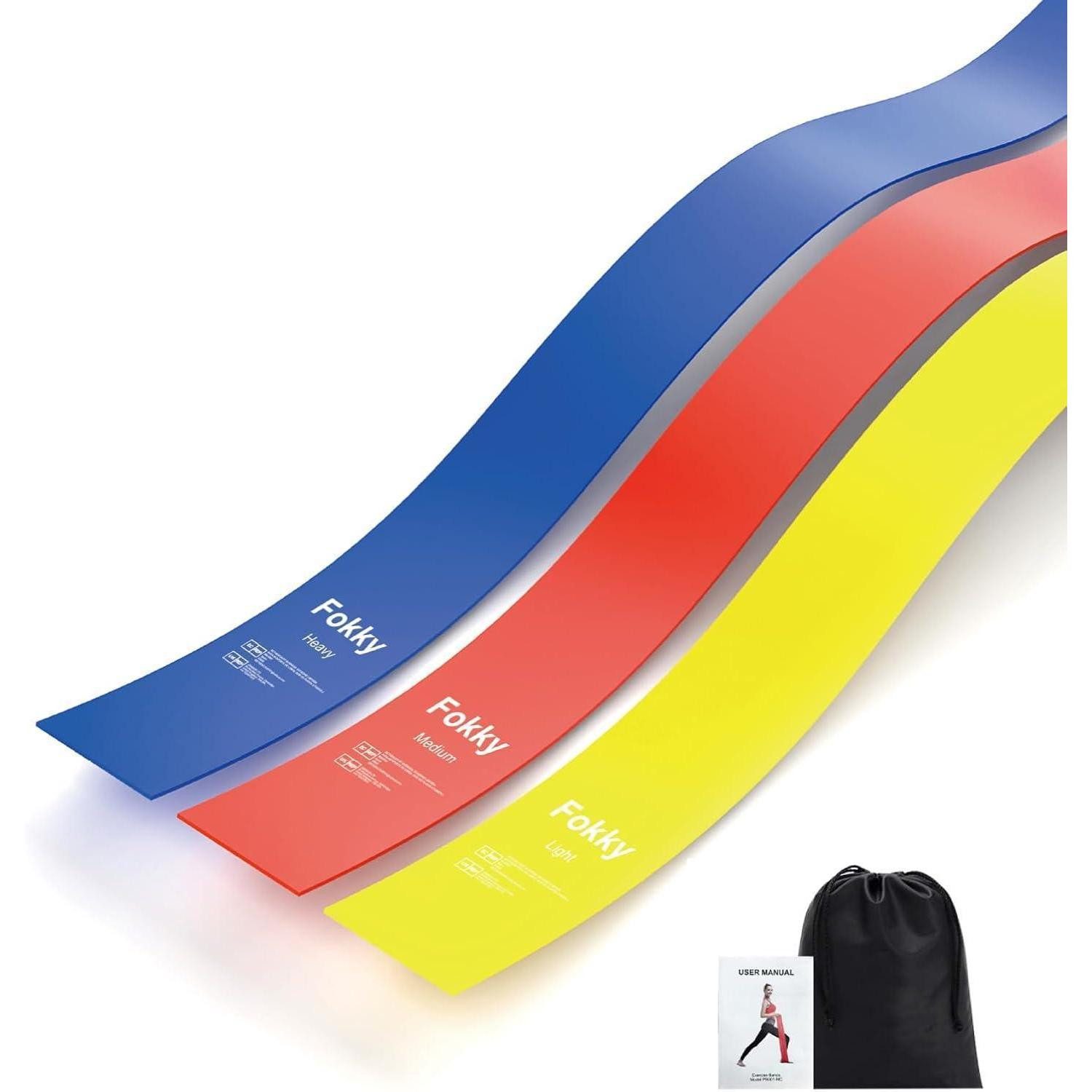 Trainingsbänder Fitnessband 3er Set Widerstandsbänder 1.5 m Gelb Rot Blau