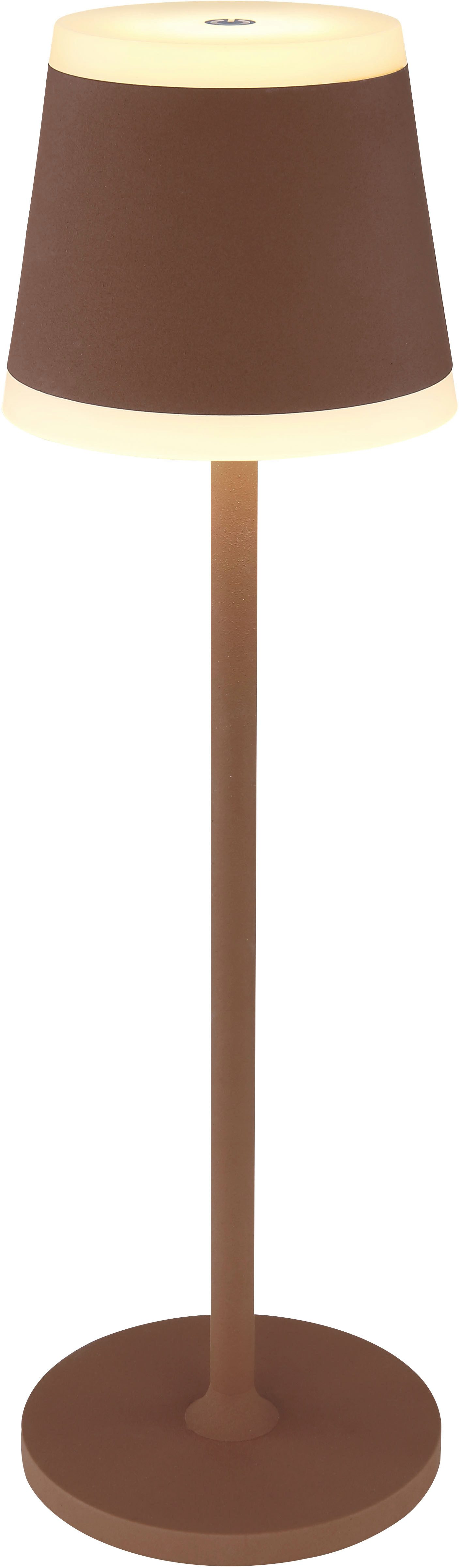 GLOBO LIGHTING LED Tischleuchte RIDLEY, Dimmfunktion, mehrere Helligkeitsstufen, LED fest integriert, Warmweiß, Tischlampe/Akku/IP54/Touch Ein/Aus/Touchdimmer