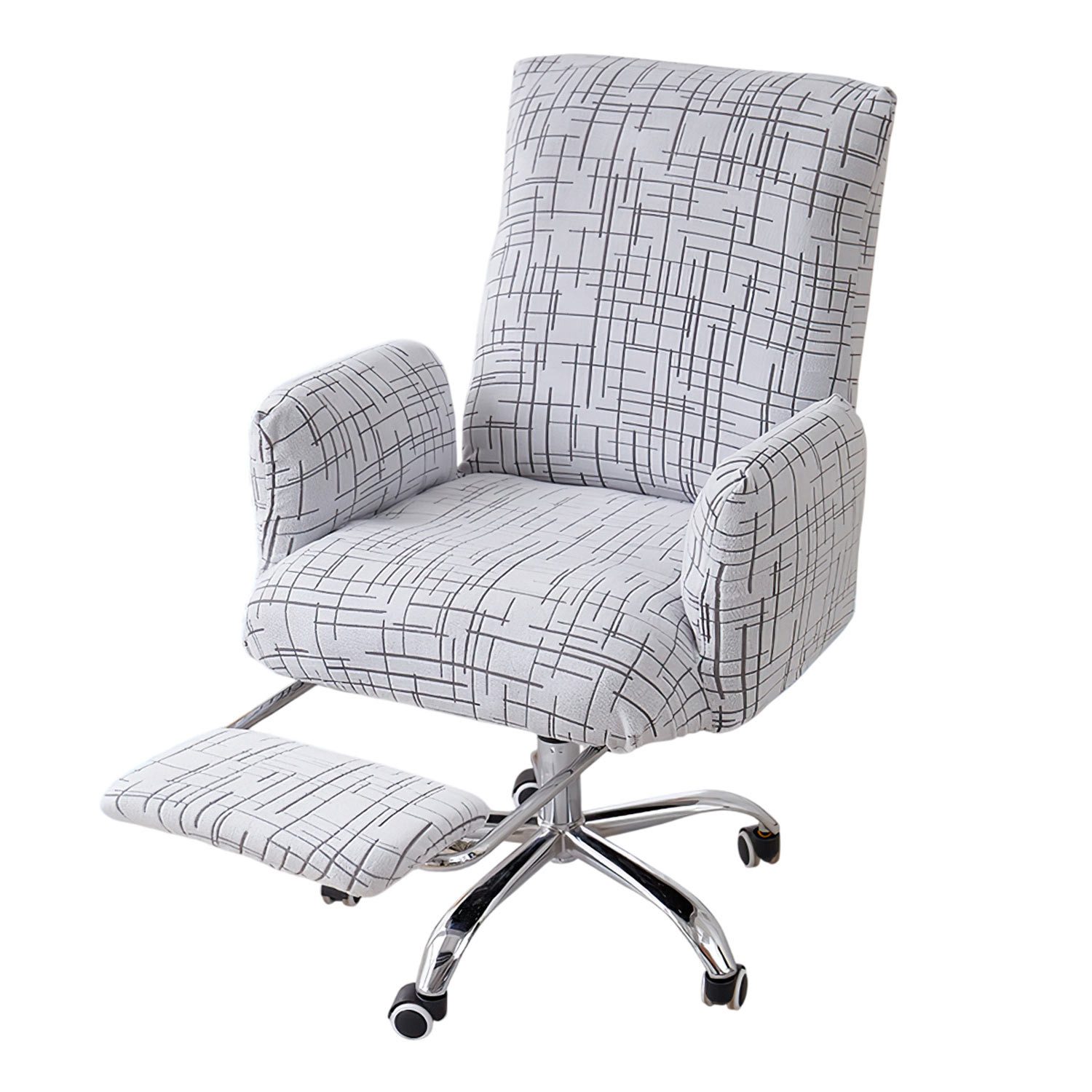 Refttenw Stuhlhusse Bürostuhlbezug,Elastischer Stuhlüberzug,Schutzbezug,mit Fußhockerbezug