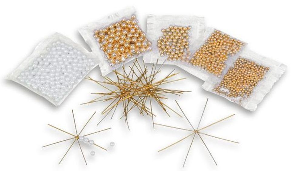 Betzold Bastelperlen Drahtsterne-Komplett-Set - Bastelset Weihnachtsdeko, (Set für 12 Drahtsterne), inkl. 900 verschiedene Perlen