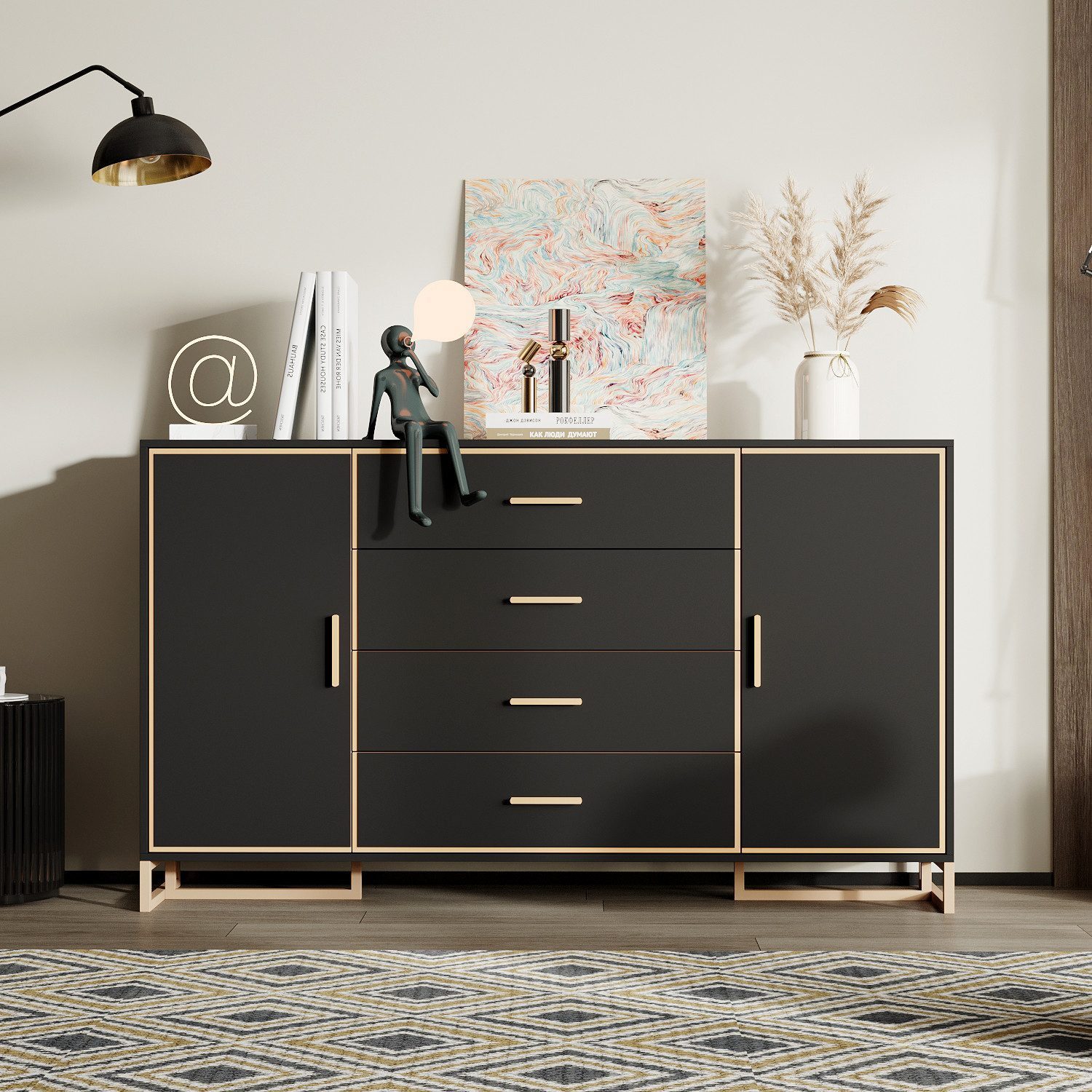 FUFU&GAGA Sideboard mit 4 Türen, POP-UP-Tür günstig online kaufen