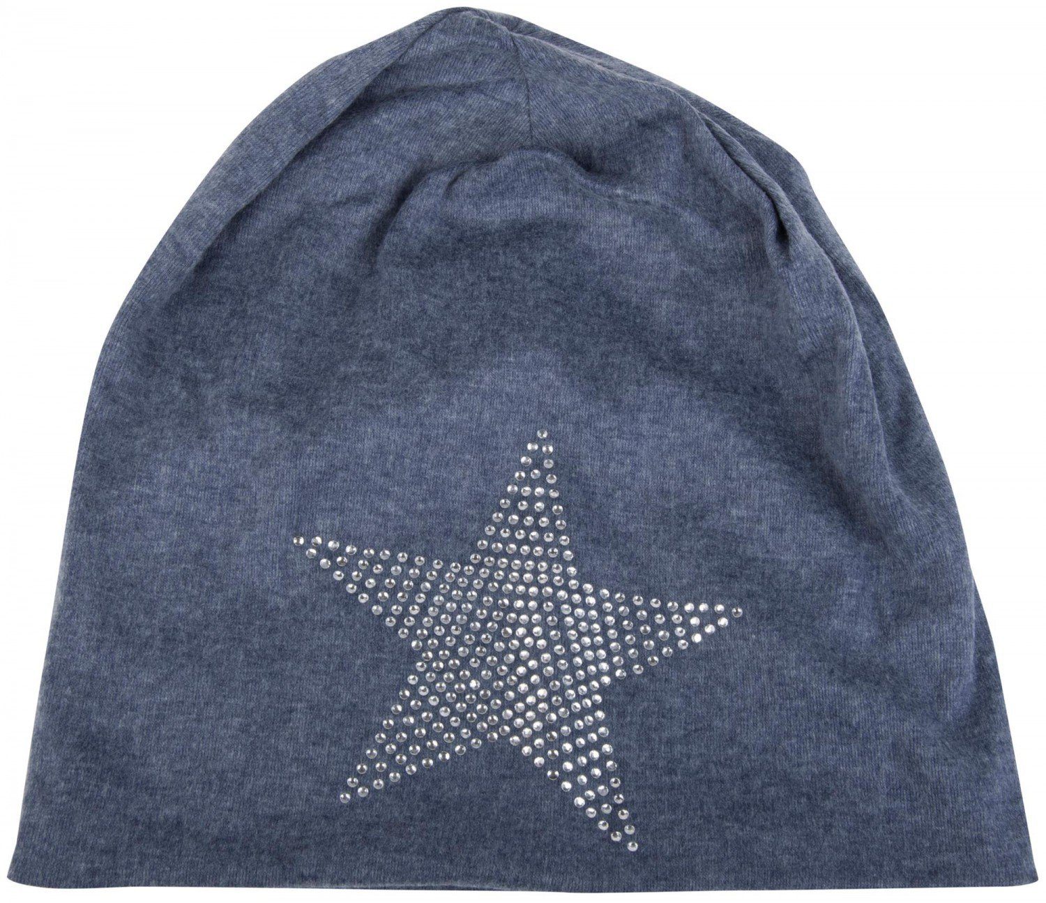 Mütze (1-St) styleBREAKER Strass Warme Stern Beanie mit Beanie Jeansblau