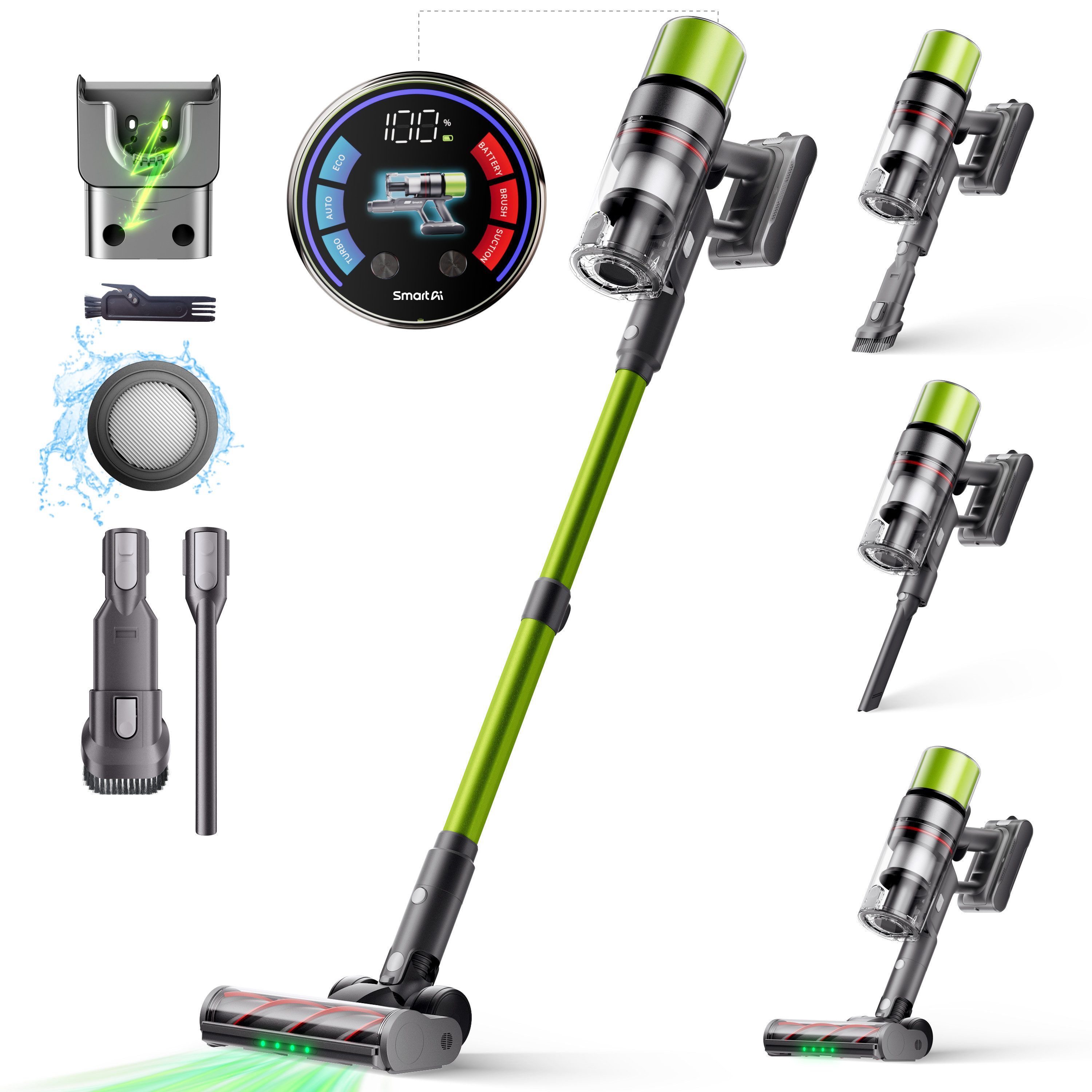 SMARTAI Akku-Hand-und Стальной пылесос SmartAI V5,600W 50000PA Handstaubsauger 8-in-1 Sauger, beutellos