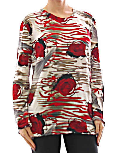 YESET Langarmshirt Damen Langarm Shirt Pullover Blumen Muster Bluse Tunika T-Shirt F13