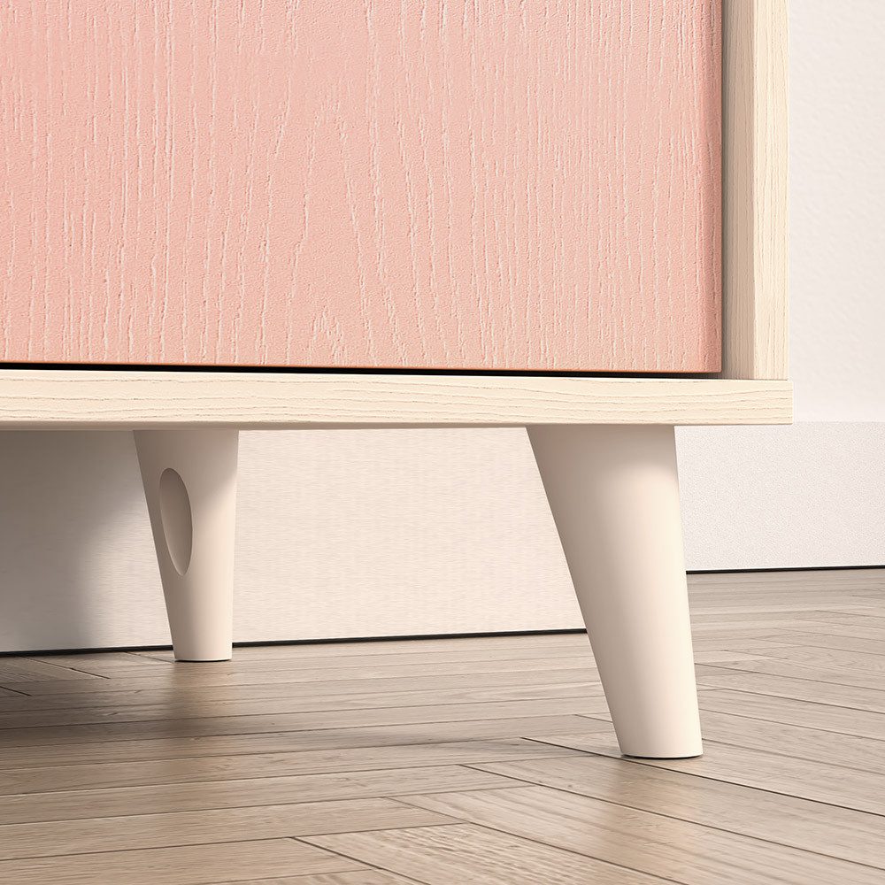 Lomadox Kleiderschrank MODICA-131 in sandbeige mit rosa, 80cm breit, 2-trüig, Softclose-Funktion