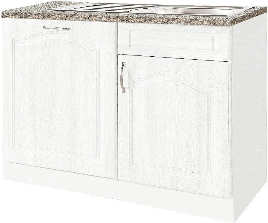 wiho Küchen Spülenschrank Linz 110 cm breit, inkl. Tür für Geschirrspüler Weiß | weiß | Spülenschränke
