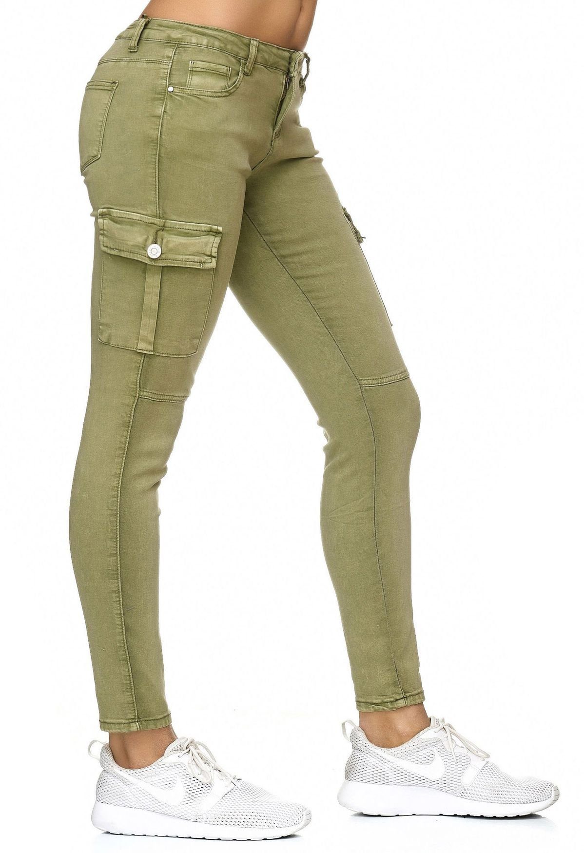 Nina Carter Stoffhose Denim Cargo Pants Stretch Jeans (1-tlg)