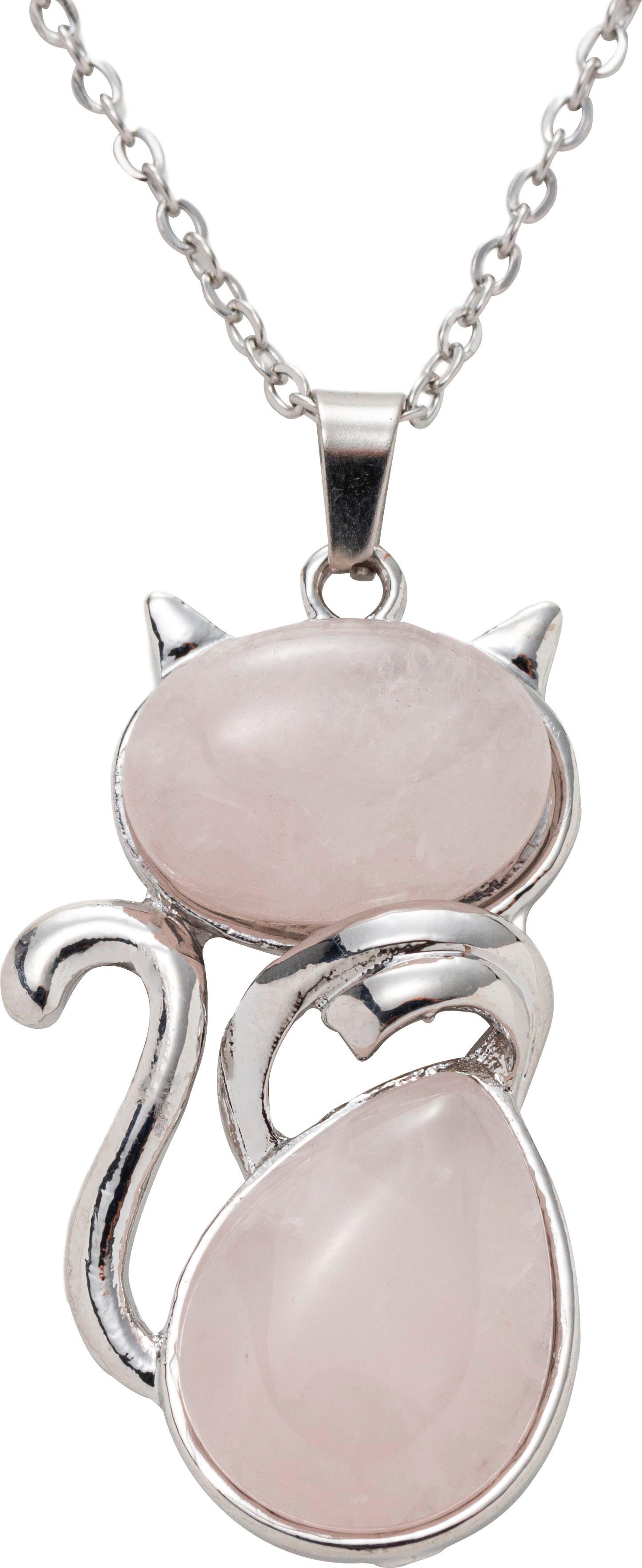 Kette mit Anhänger Schmuck Geschenk Edelstahl Halsschmuck Halskette Ankerkette Katze