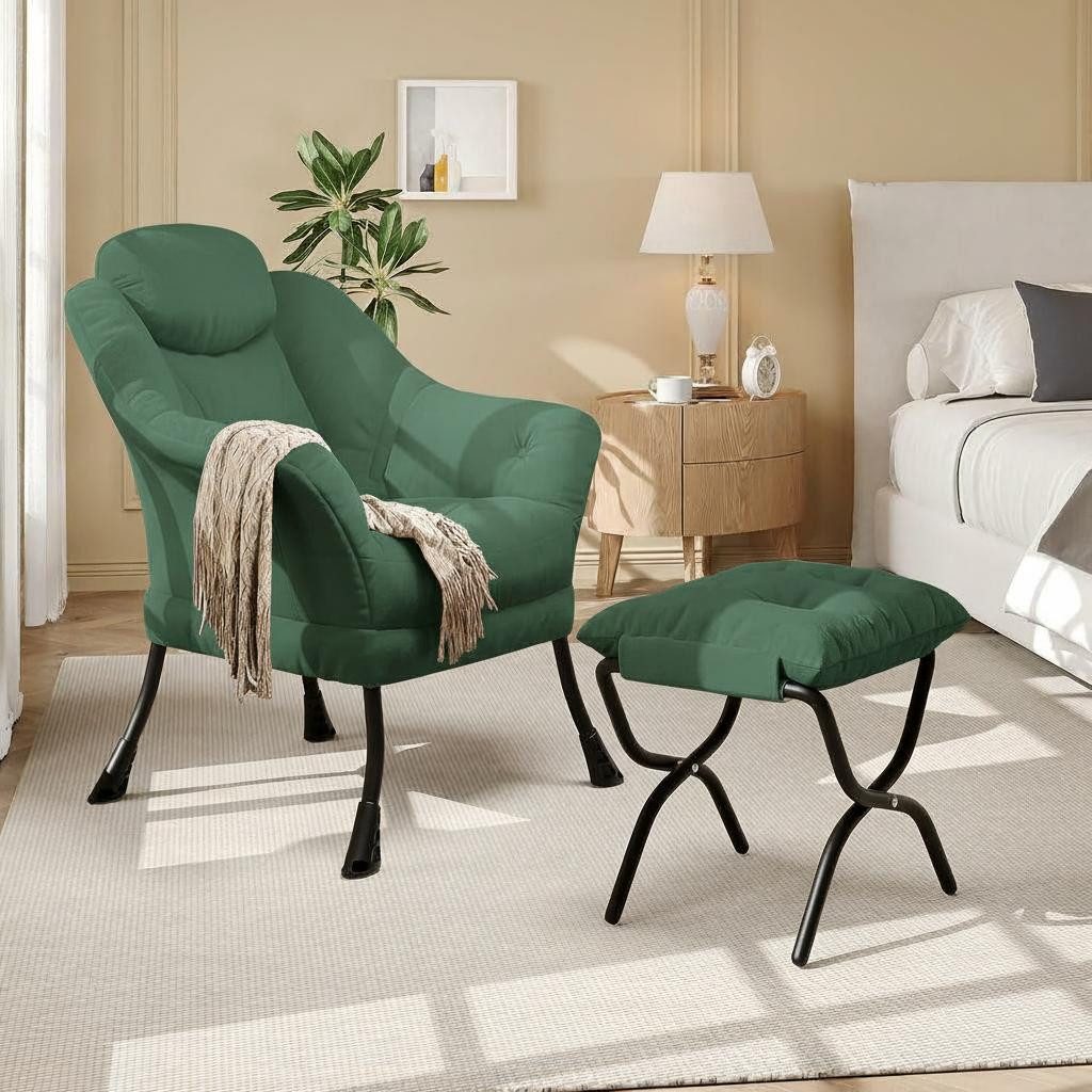 GarveeMore Ohrensessel mit klappbarem FußHocker,bequeme Lounge-Sessel, Relaxsessel für kleine Wohnungen,Wohnzimmer und Schlafzimmer