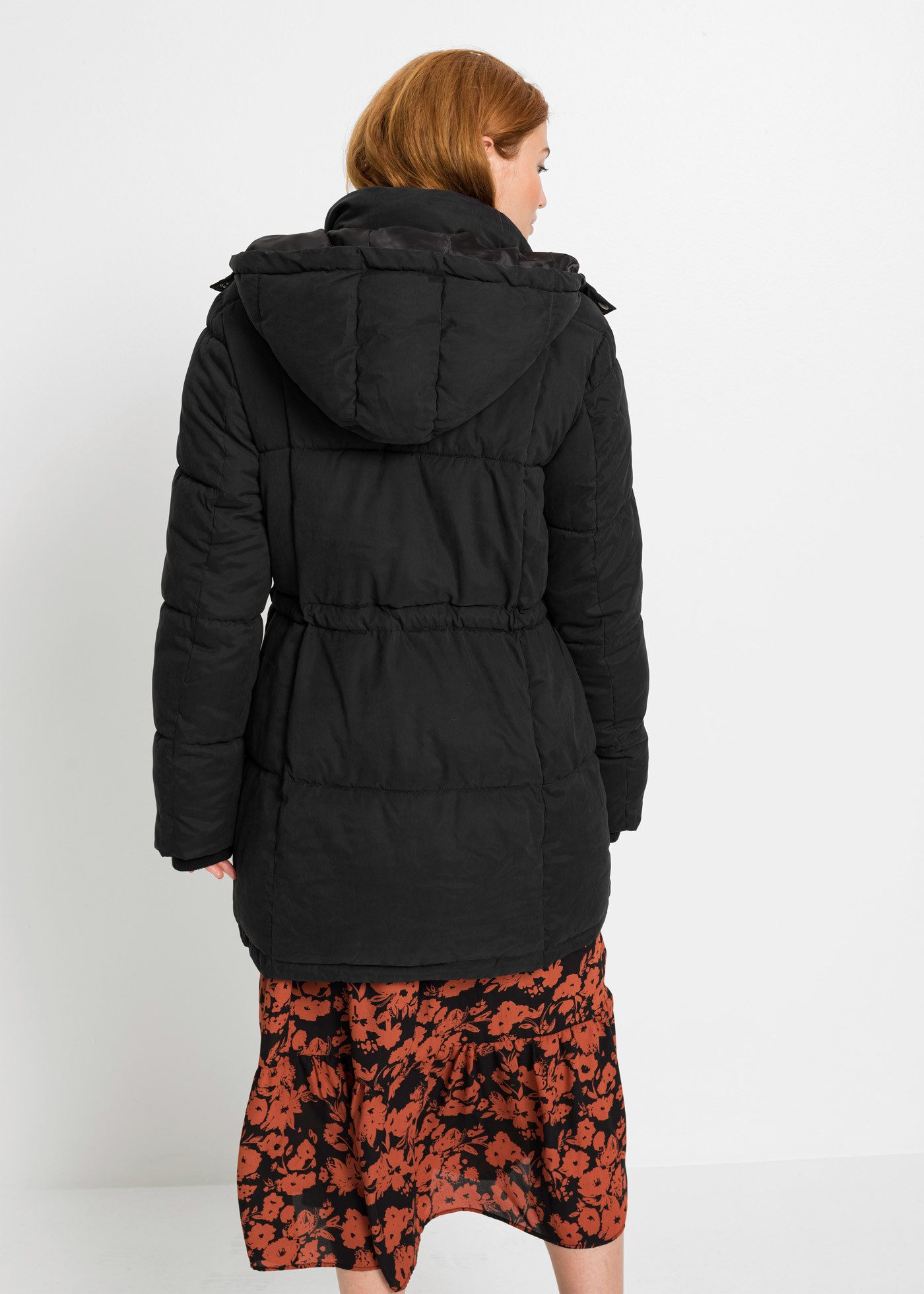 bonprix Winterjacke mit abnehmbarer Kapuze, mit verstellbarem Taillenbündchen