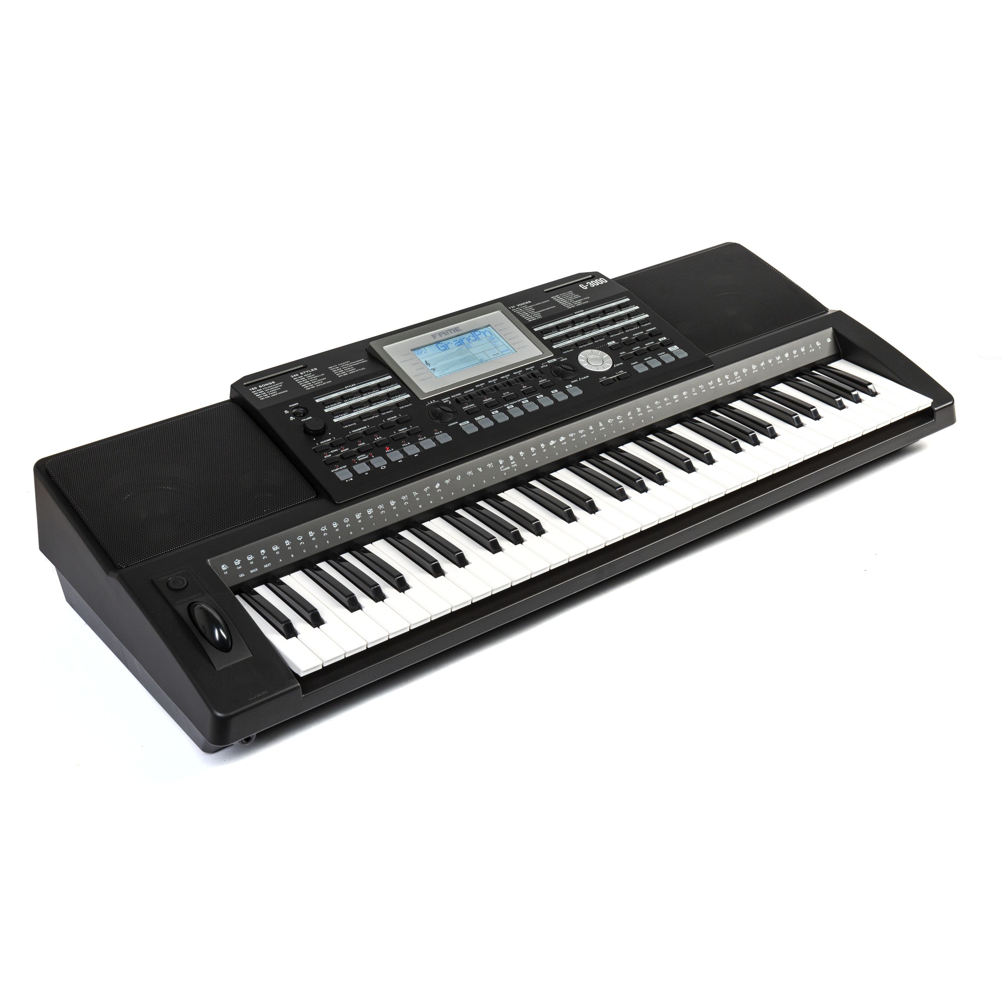 FAME Entertainer-Keyboard (G-3000 Homekeyboard mit 61 Tasten 128 Stimmen 737 Sounds 240 Styles 160 Songs Linearsequencer MIDI-Dateiwiedergabe Reverb Chorus Effe – Bild 3 von 5