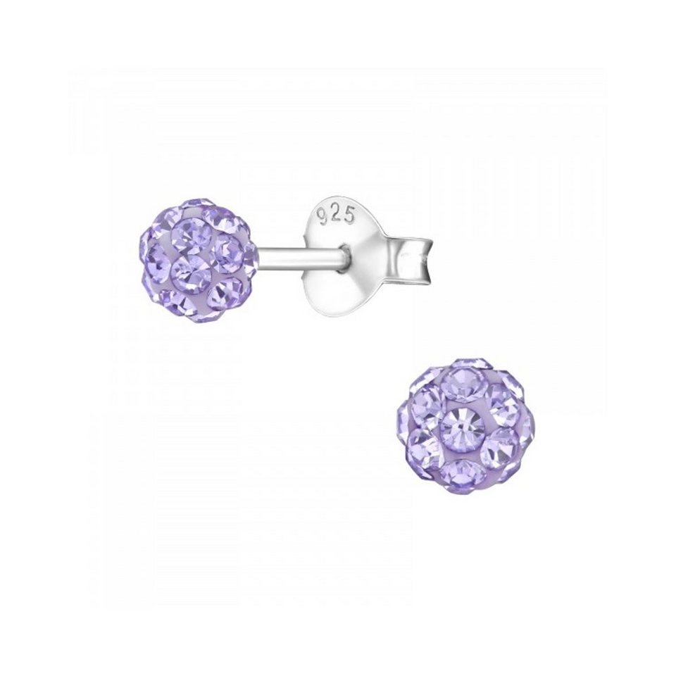 ALEXANDER YORK Paar Ohrstecker BALL KRISTALL violet, 2-tlg., 925 Sterling  Silber