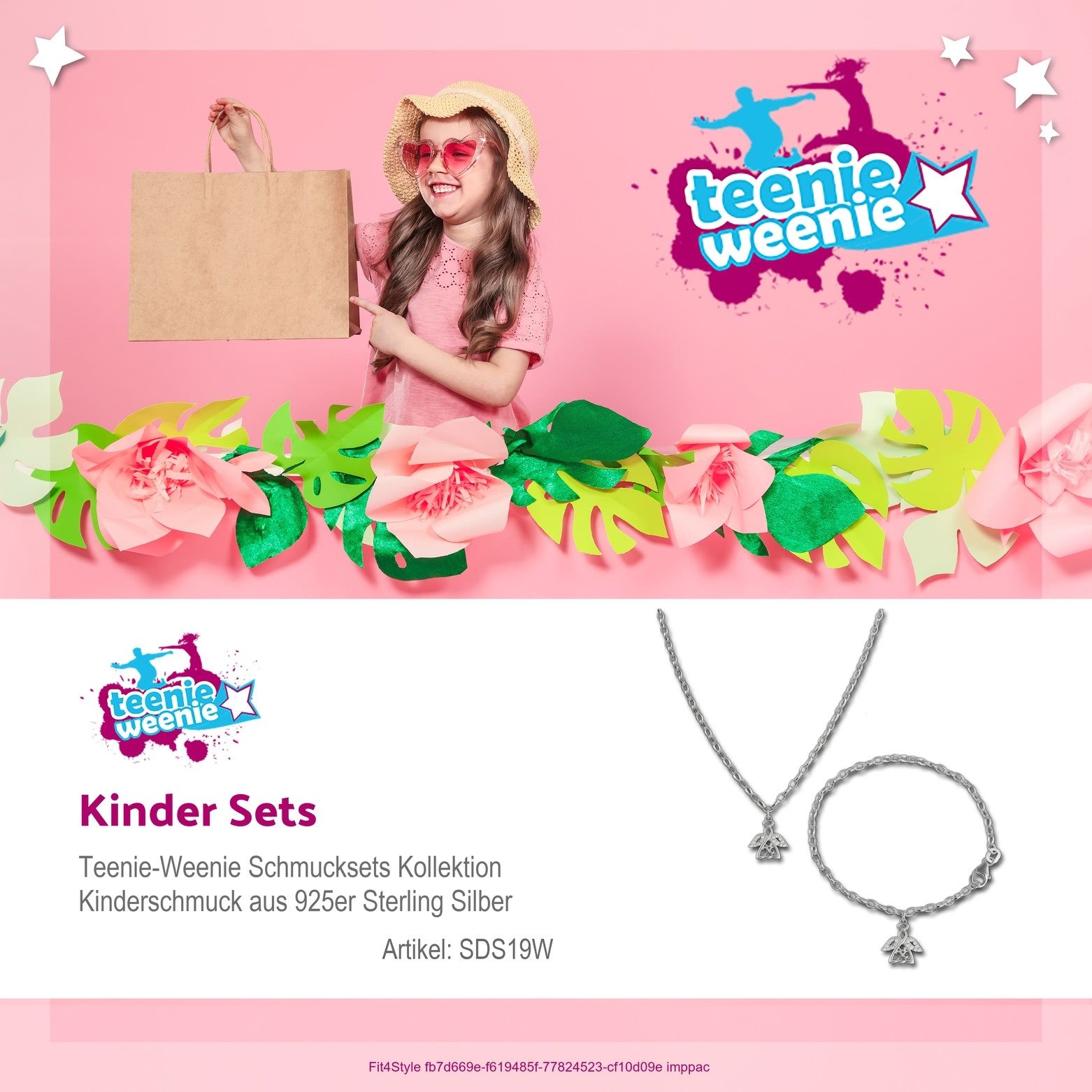 Teenie-Weenie Schmuckset Teenie-Weenie Engel Kette und Armband weiß (2-tlg., Schmucksets), Schmucksets Engel aus 925 Sterling Silber, Farbe: weiß