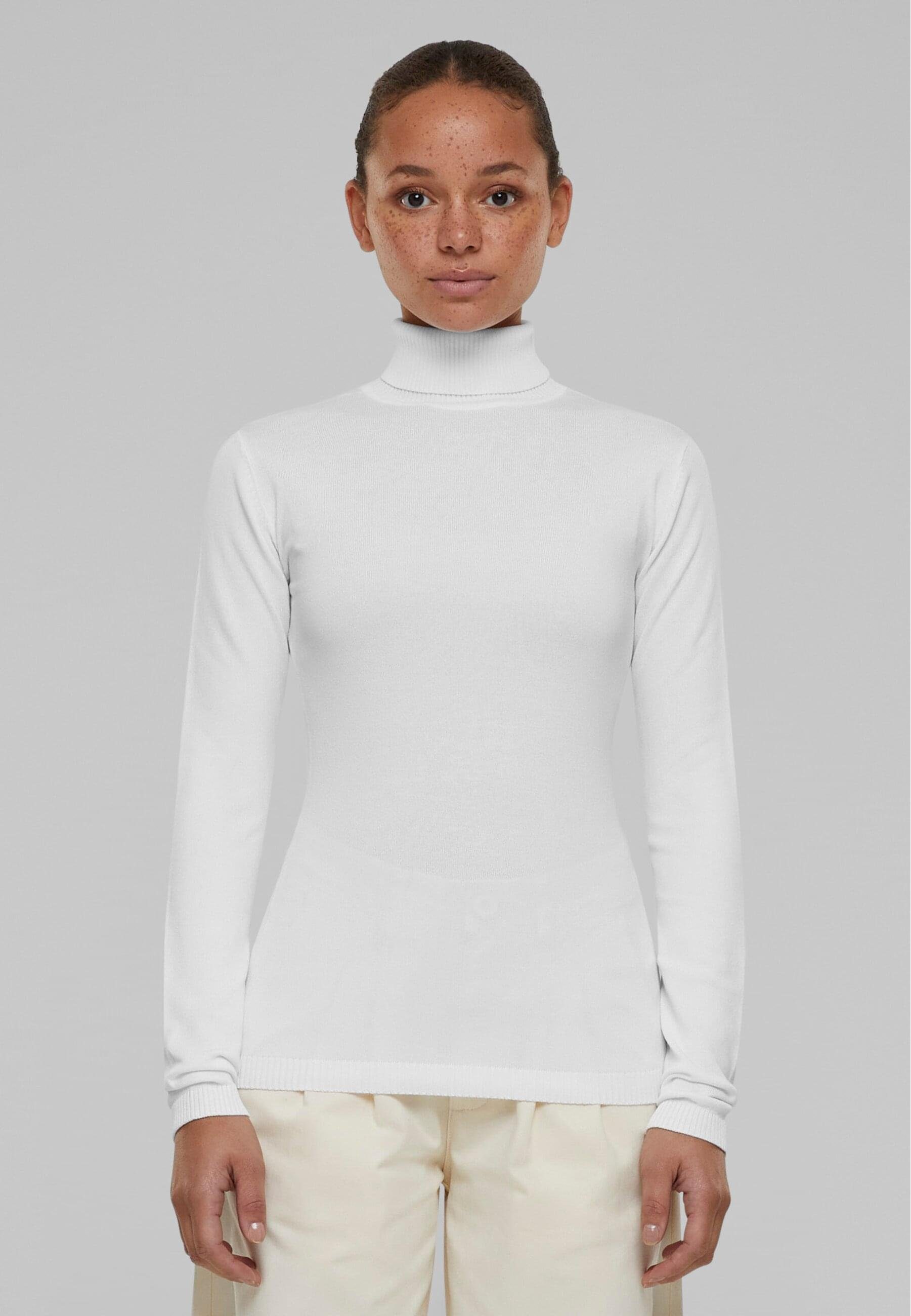 Turtleneck Strickpullover white CLASSICS URBAN (1-tlg) Sweater Ladies Damen Knitted
