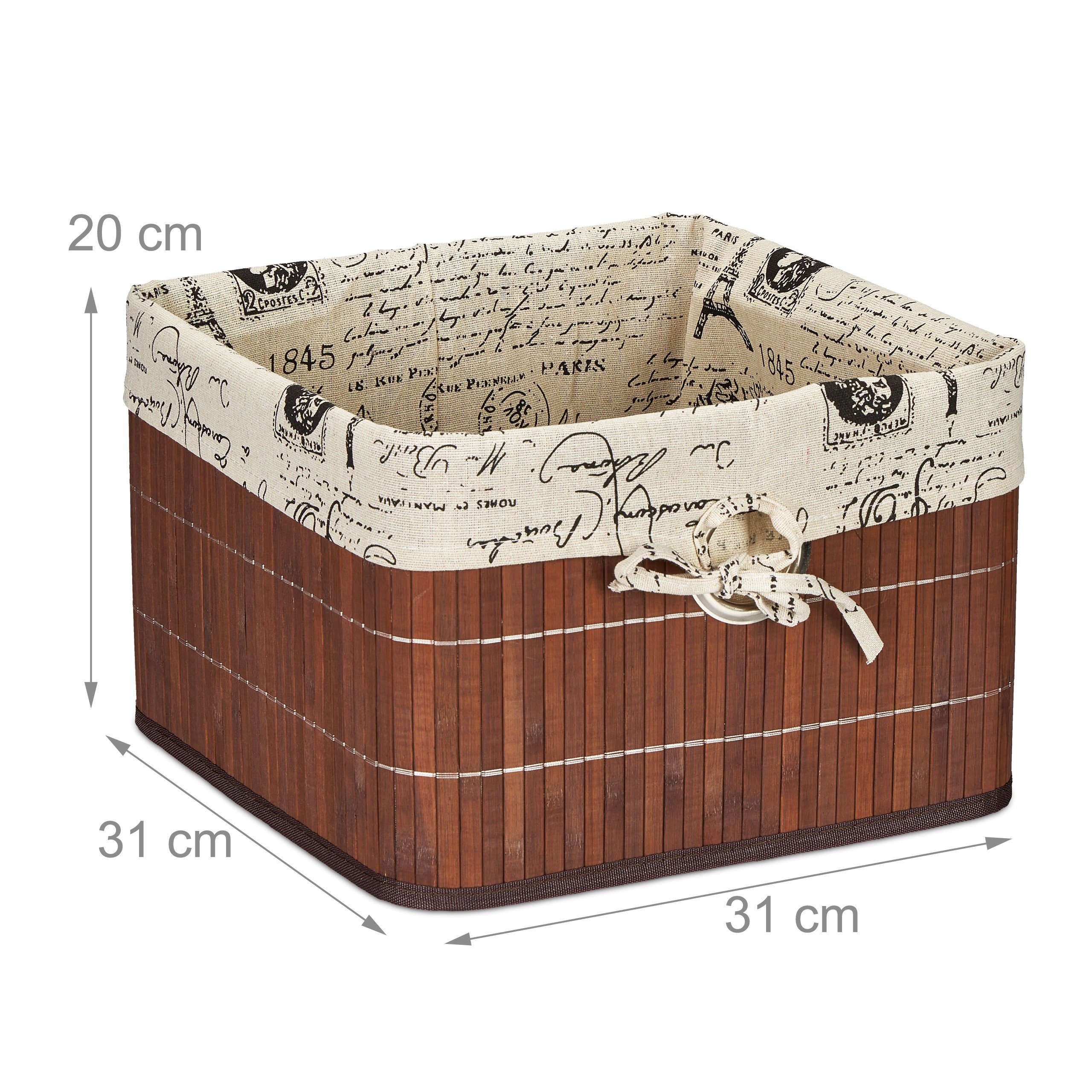 relaxdays Regalkorb 2 x Brauner Aufbewahrungskorb Bambus (2 St) – Bild 4 von 5