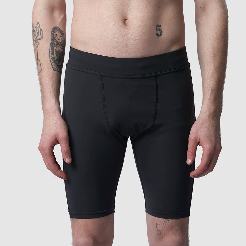 / Tights schwarz mit Leggings Taschen - Kurze Running Lauftights Sport Herren runamics