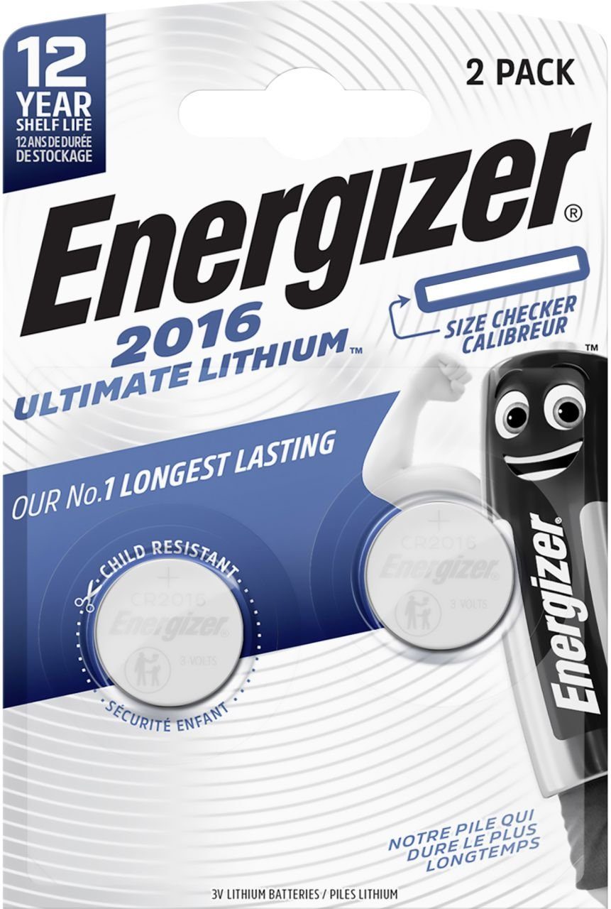 Energizer Energizer Knopfzelle CR 2016 Ultimate Lithium, 3 Batterie